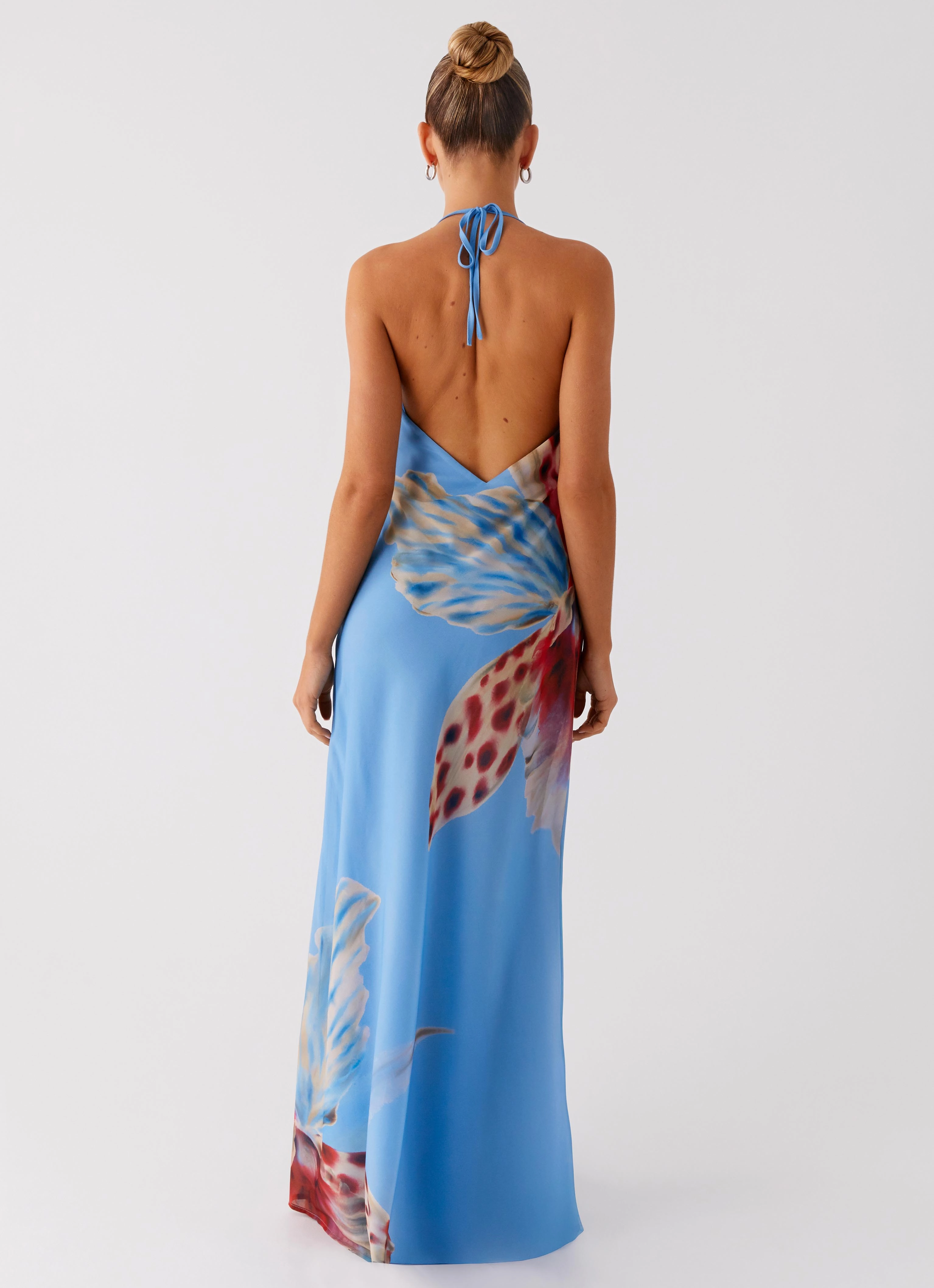 Stars Align Cowl Maxi Dress - Deep Sea Bloom Event Glow Smart Fit Wear