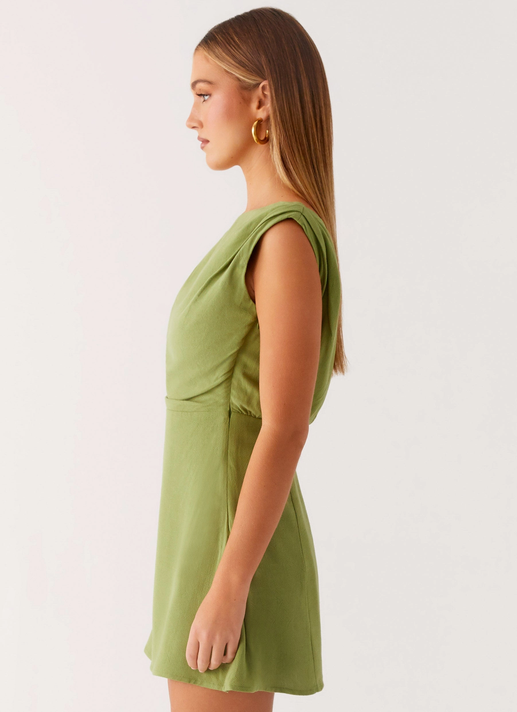 Lady Love Linen Mini Dress - Cactus Neutral Flow