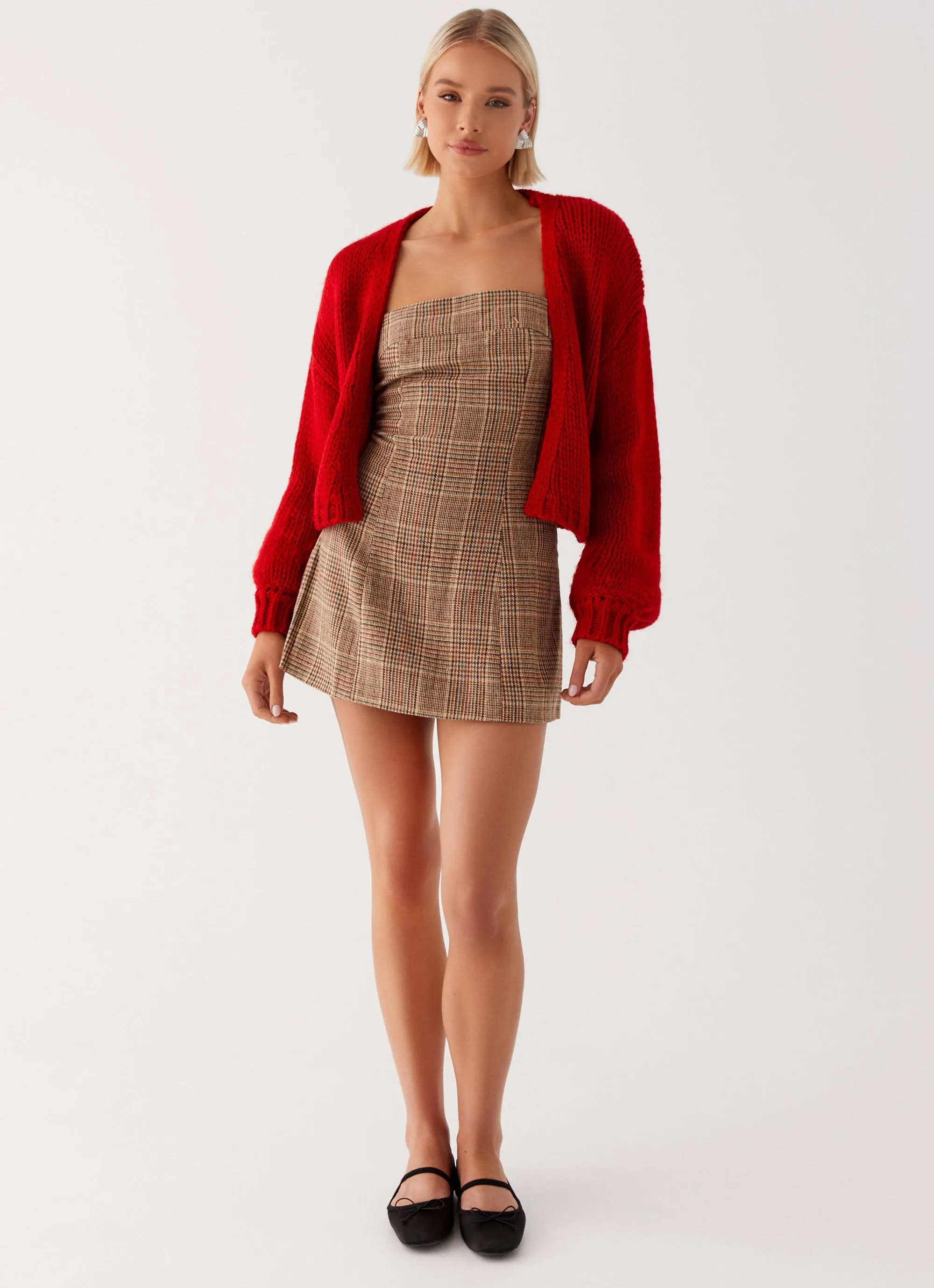 Jasleen Knit Cardigan - Red Ultrasoft Inner Lining stain resistant coating