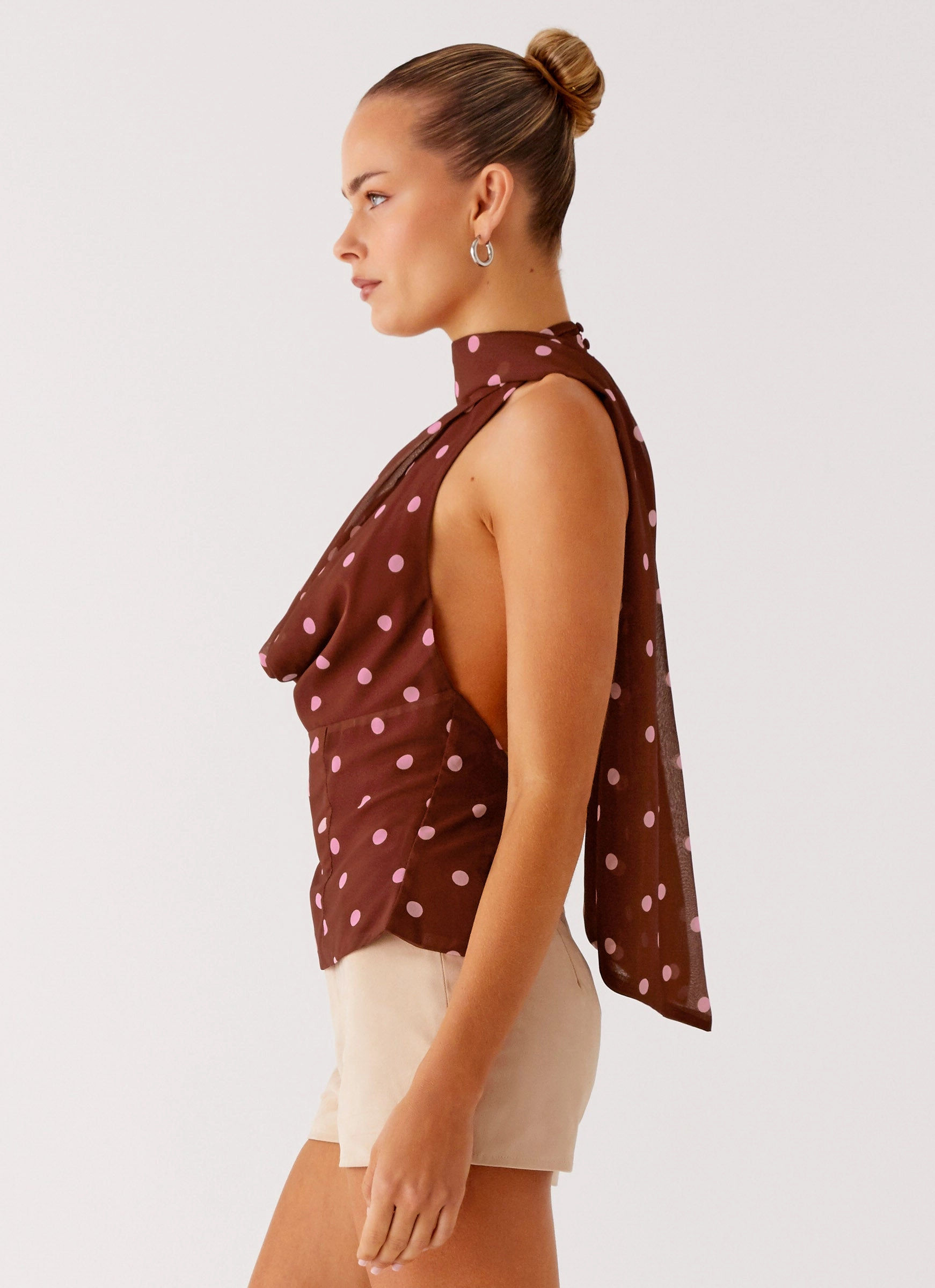 Stealing Love Scarf Top - Chocolate Strawberry Dot Multi Pocket Functional Design MultiLayer Stitching