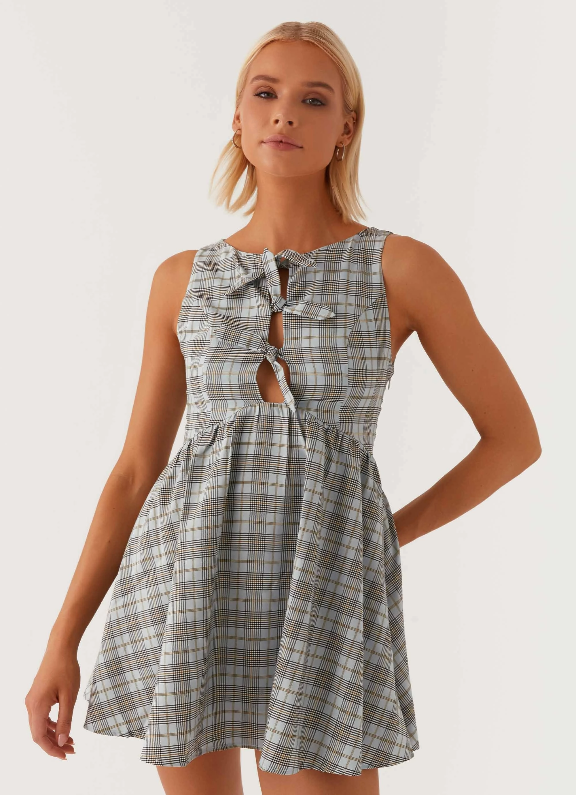 Dew Glow Versatile Style Wear Steffie Mini Dress - Check