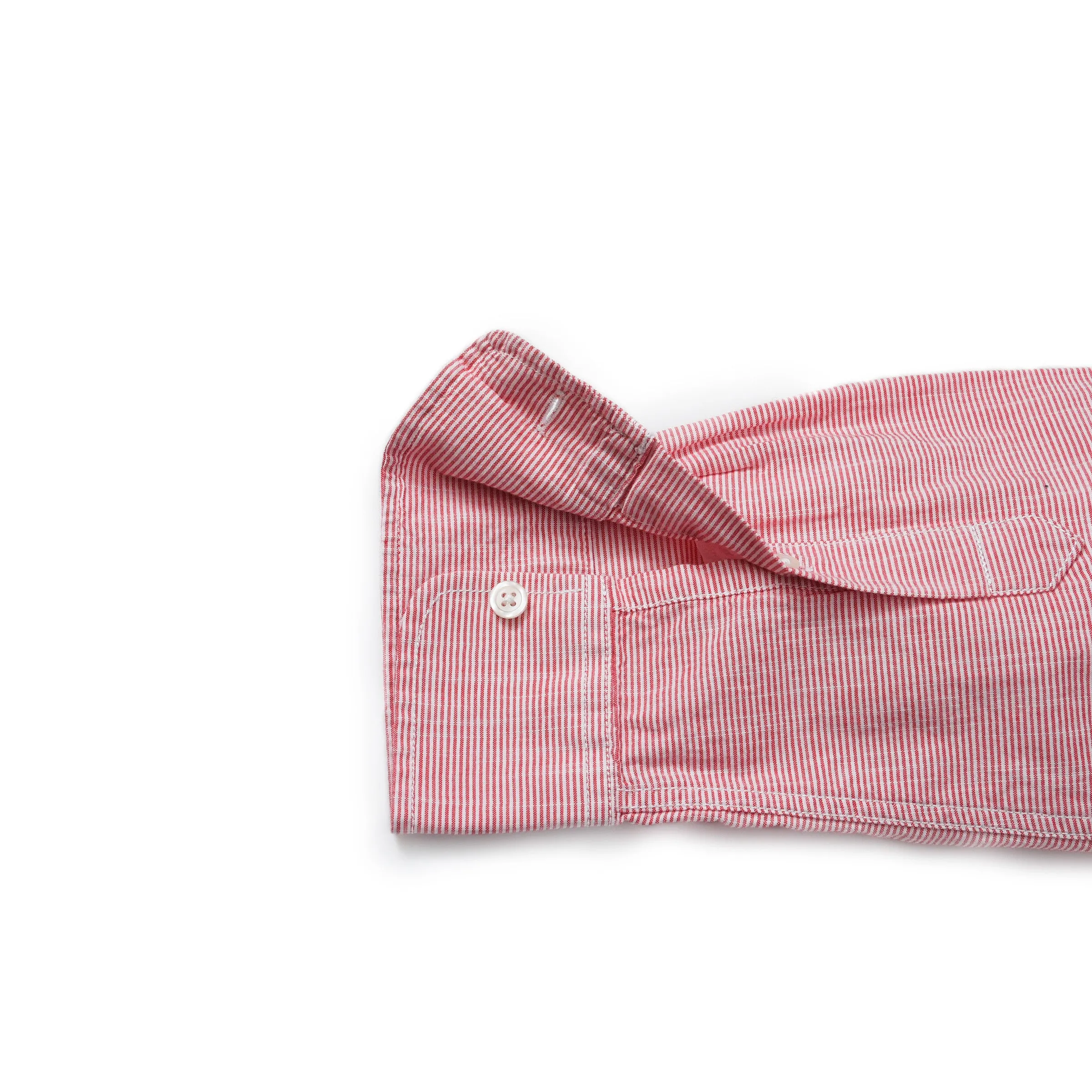Stewart Microstripe Summer Chambray Shirt- Red Cream Stripe SLIM FIT