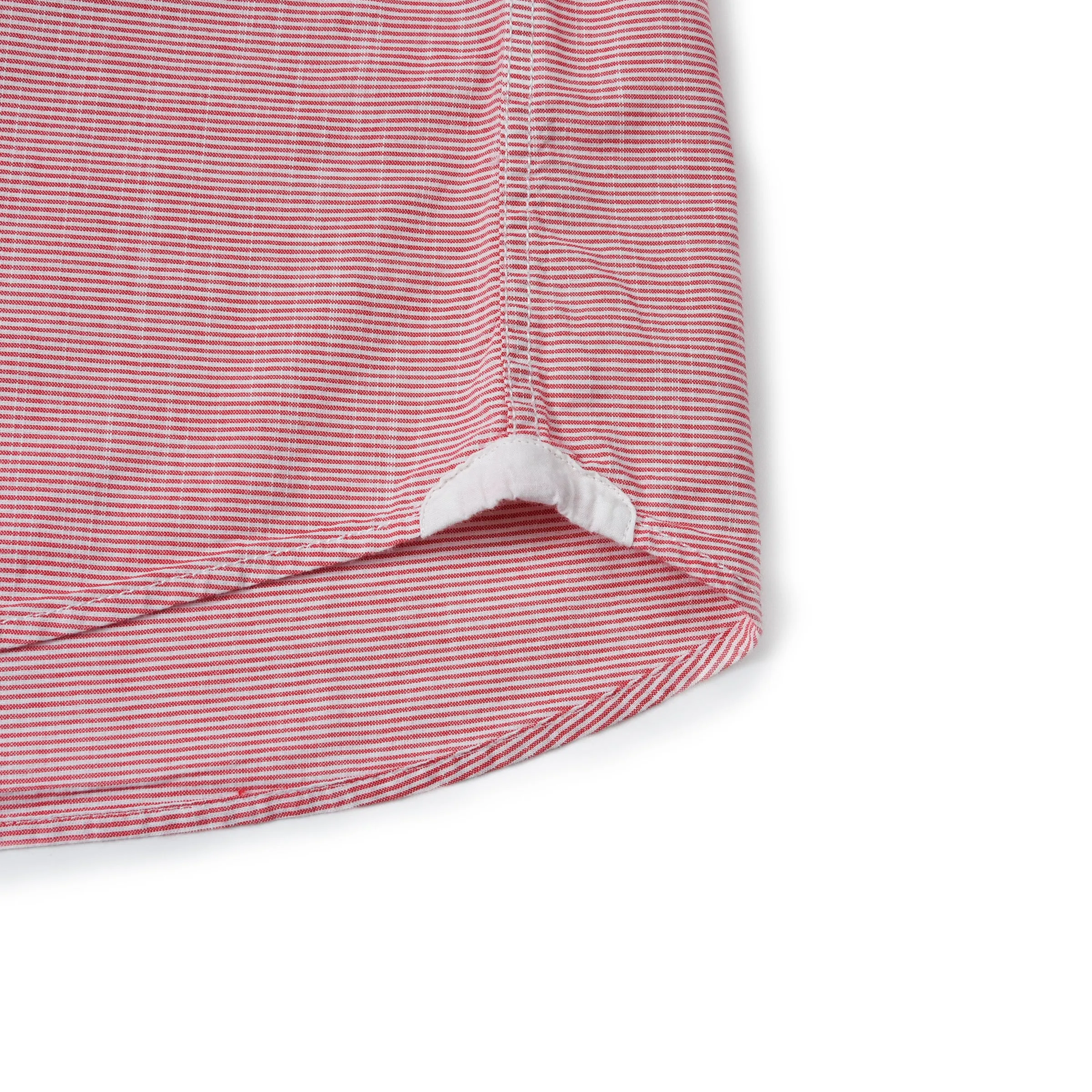 Stewart Microstripe Summer Chambray Shirt- Red Cream Stripe SLIM FIT