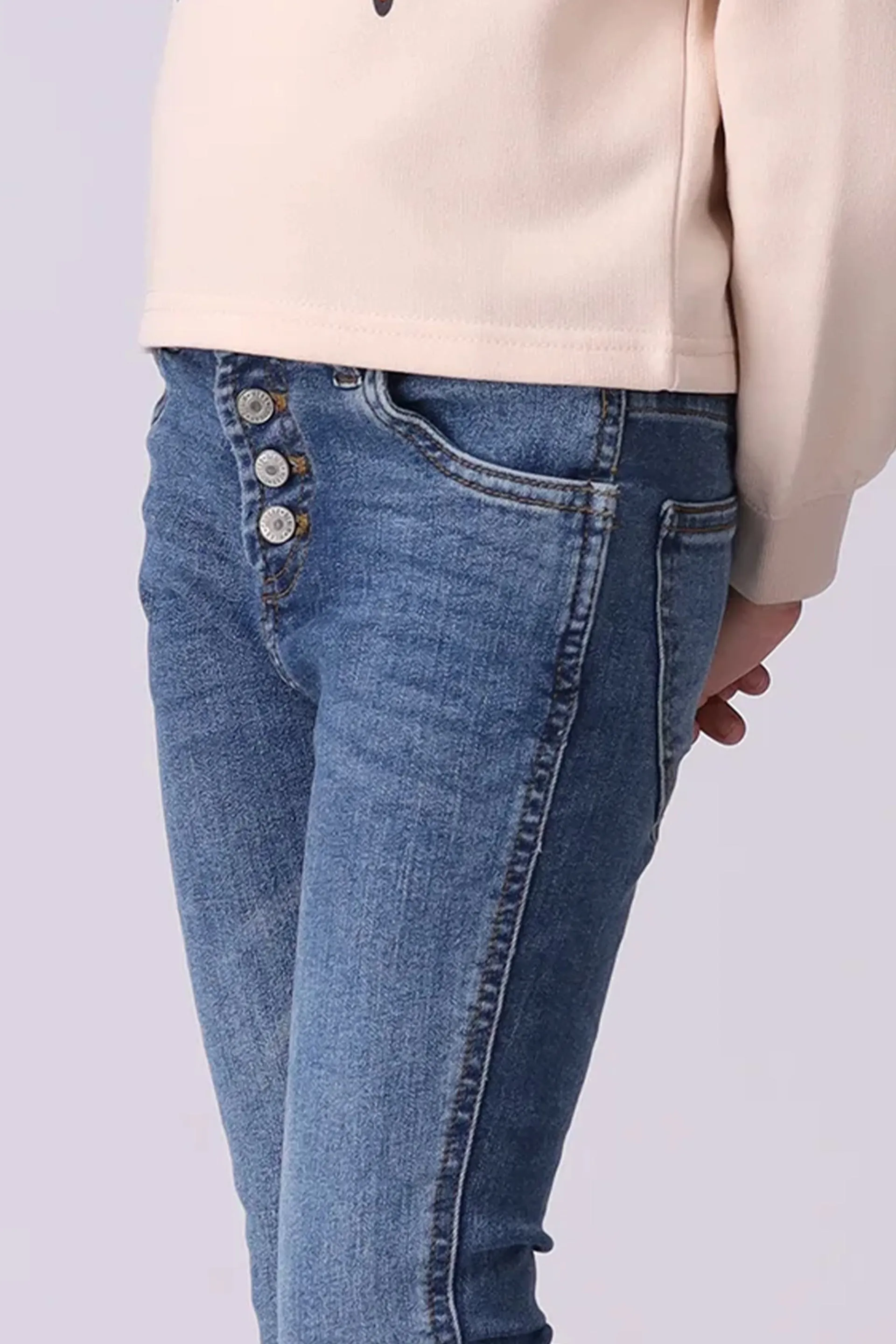 Stone Wash Flared Jeans