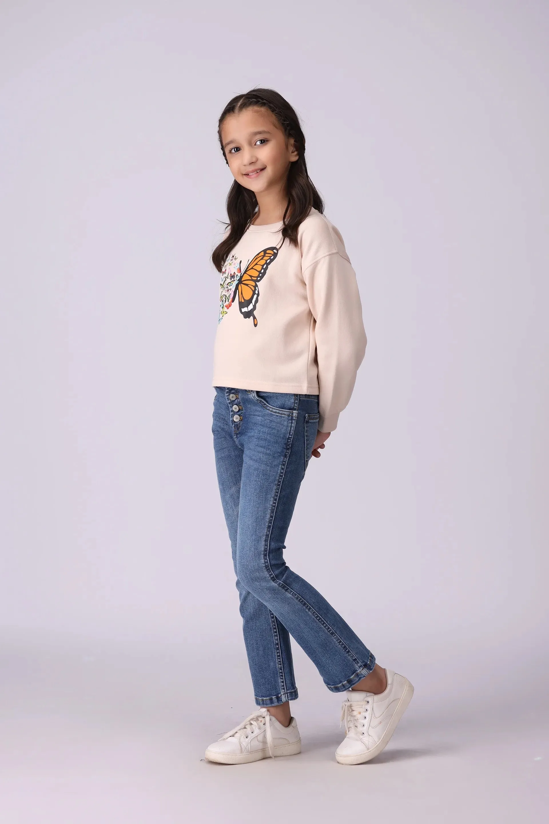 Stone Wash Flared Jeans