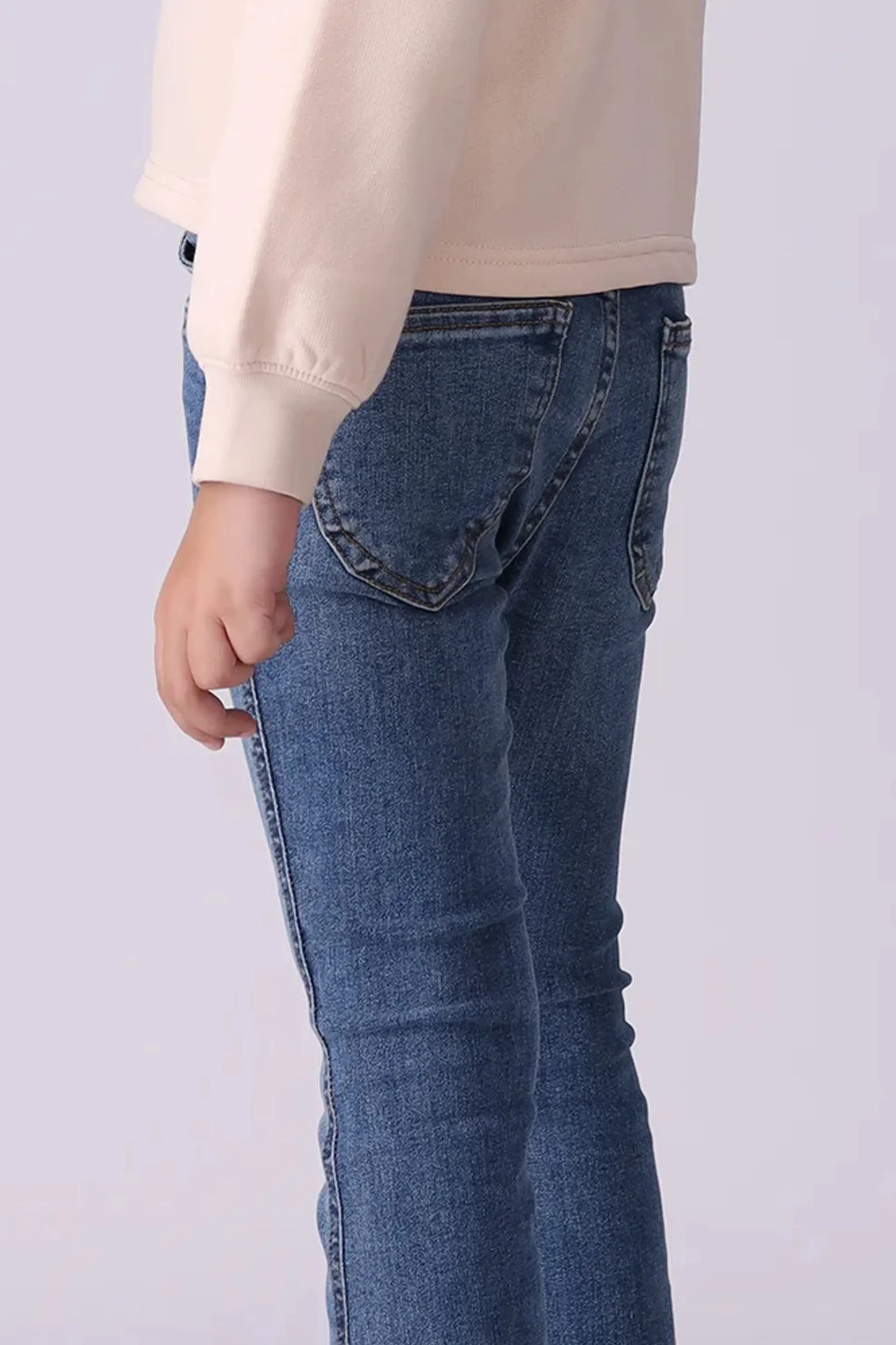 Stone Wash Flared Jeans