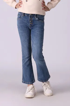 Stone Wash Flared Jeans