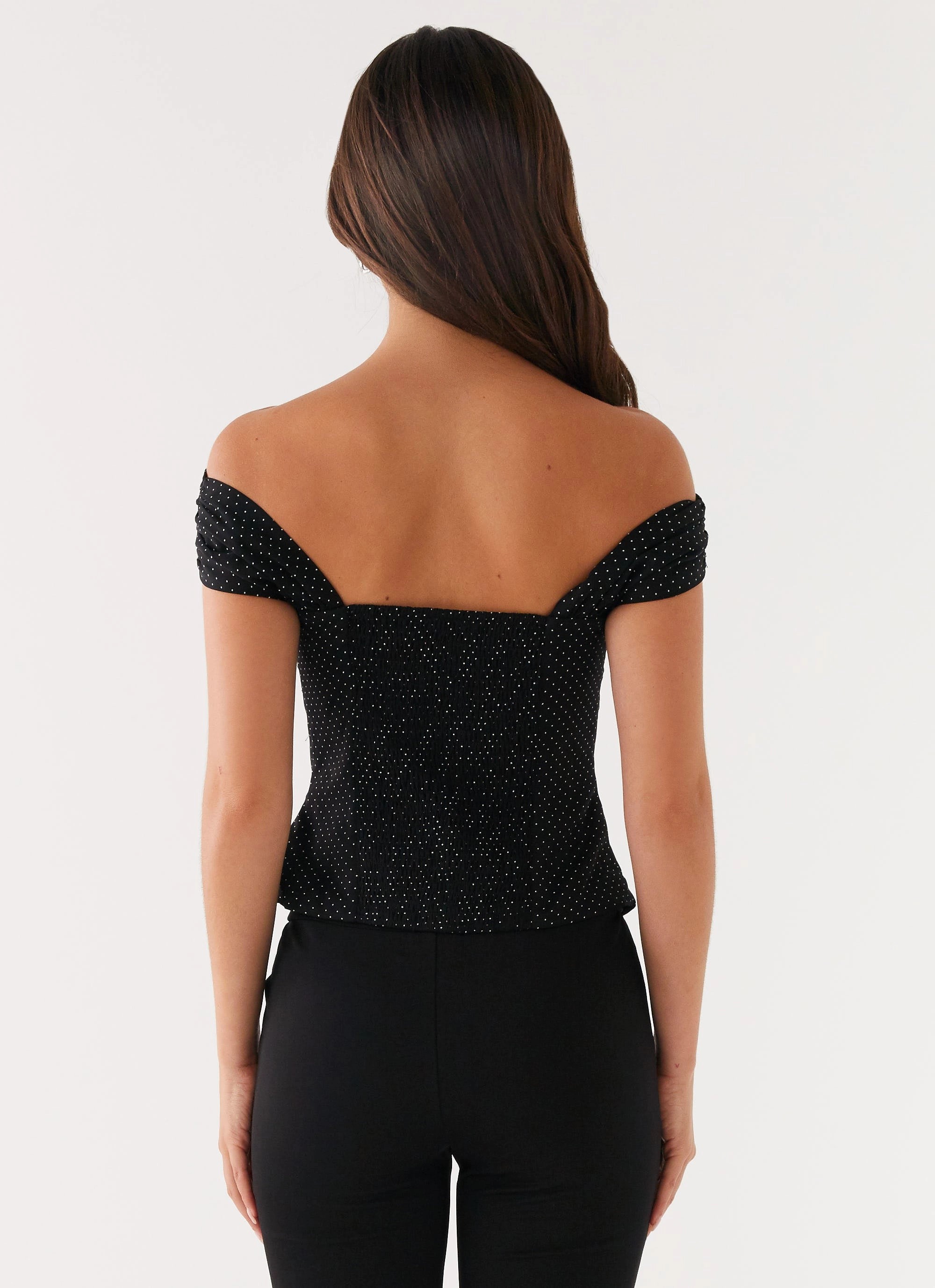 Tamera Top - Black Polka Dot Asymmetrical hem