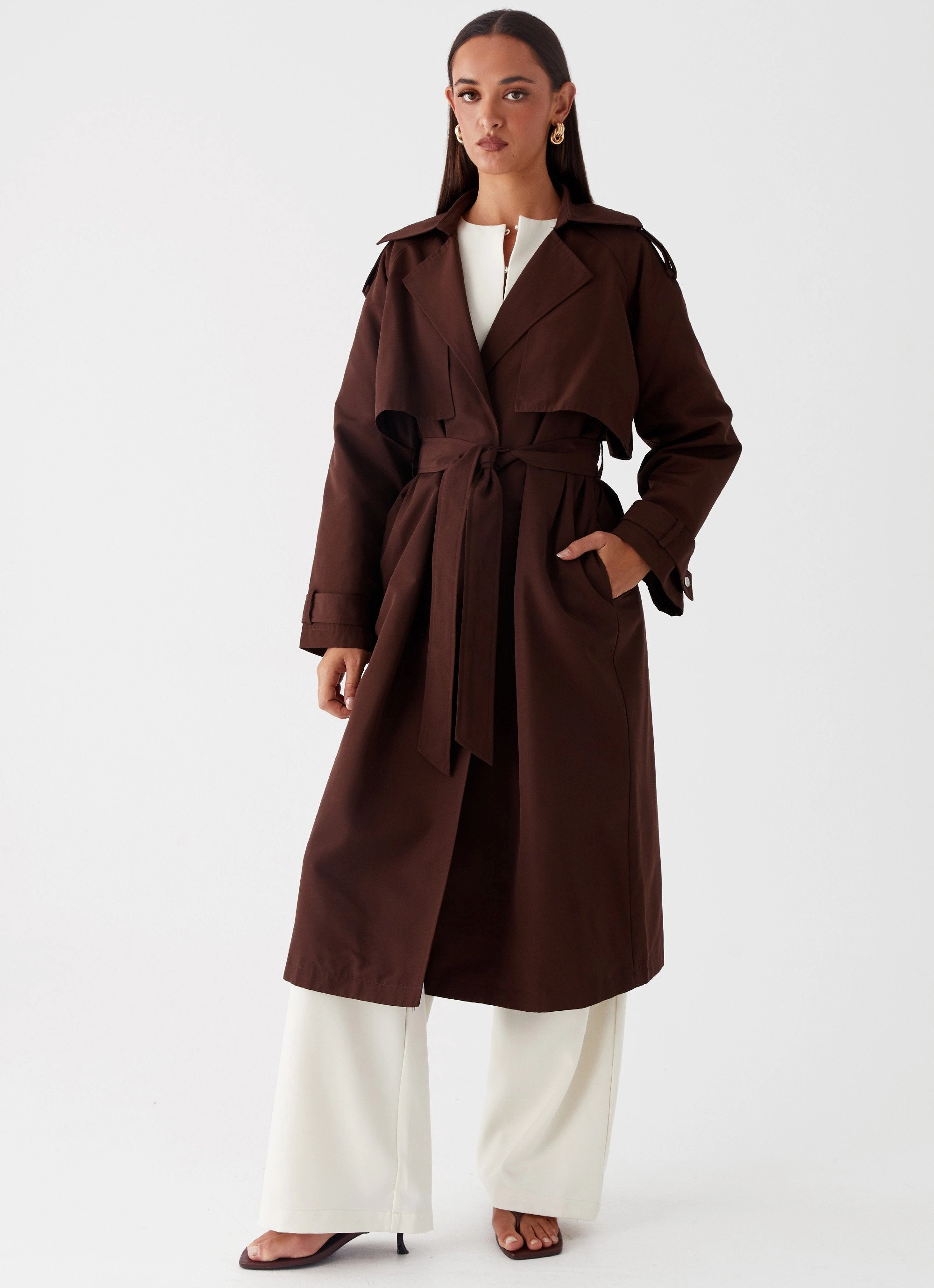 Rent Free Trench Coat - Chocolate Snag Free Knit