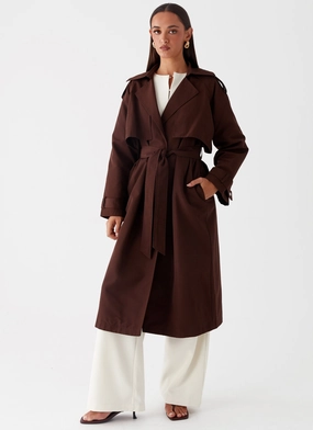 Rent Free Trench Coat - Chocolate Snag Free Knit