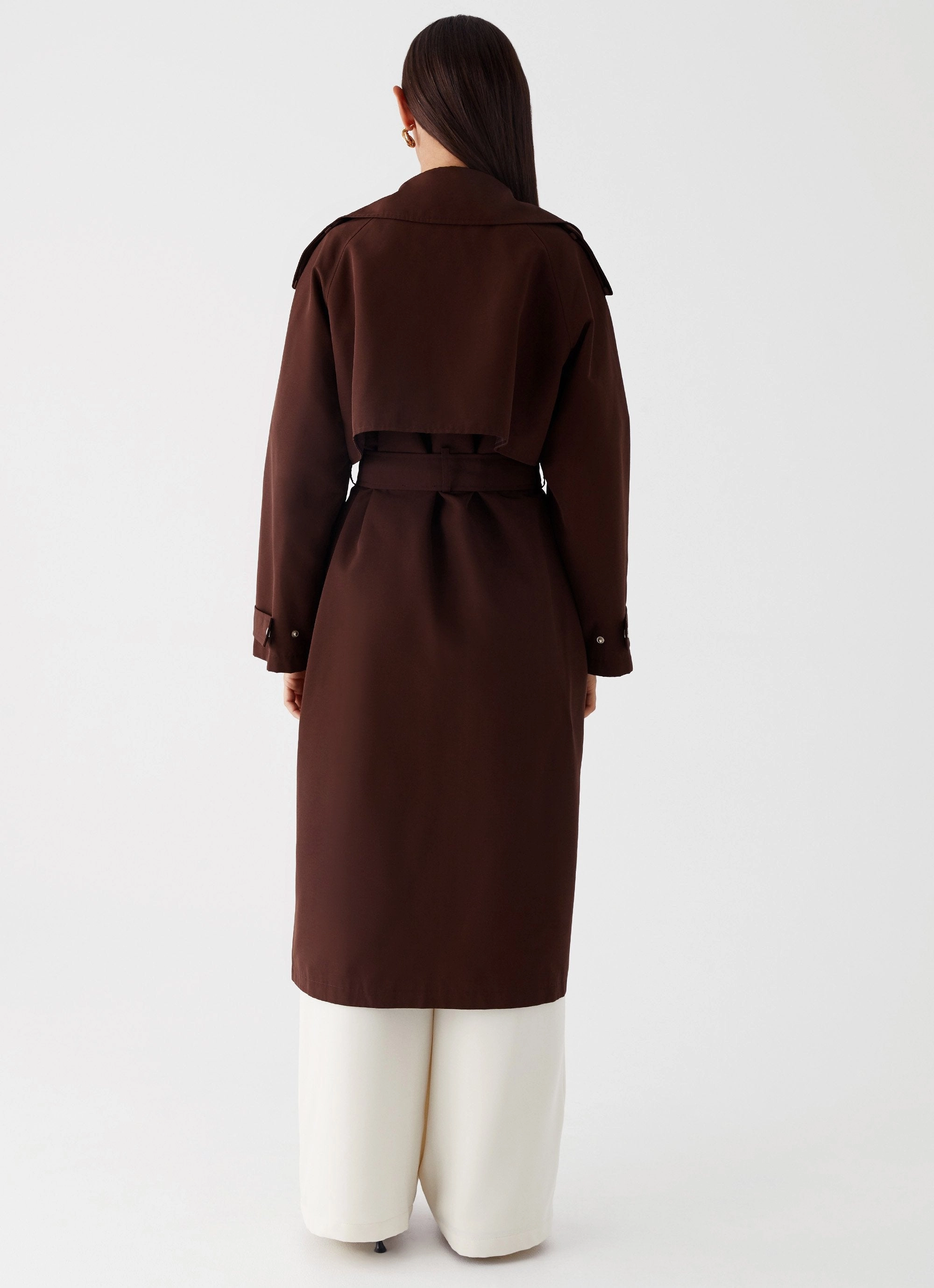 Layered Look Eco Friendly Coatings Rent Free Trench Coat - Chocolate