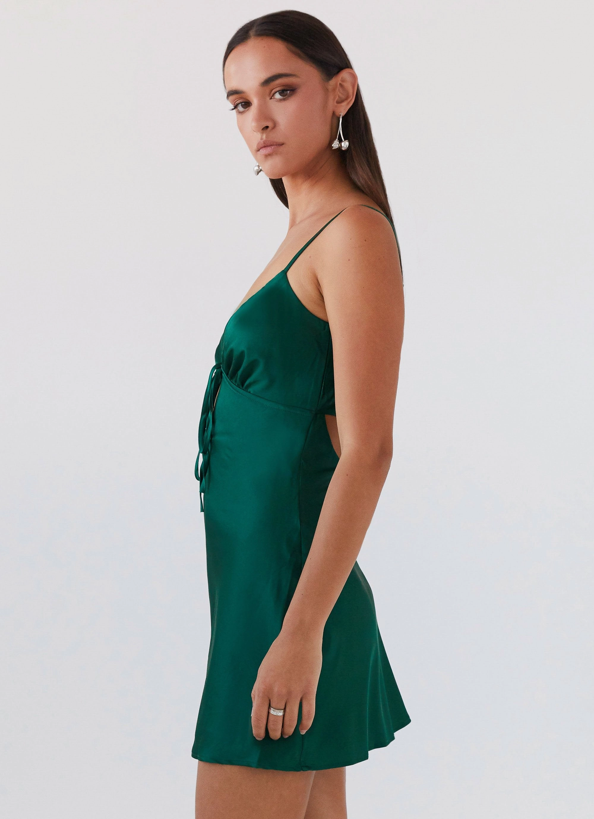Flora Satin Mini Dress - Forest Green Lounge Mode Classic Movement