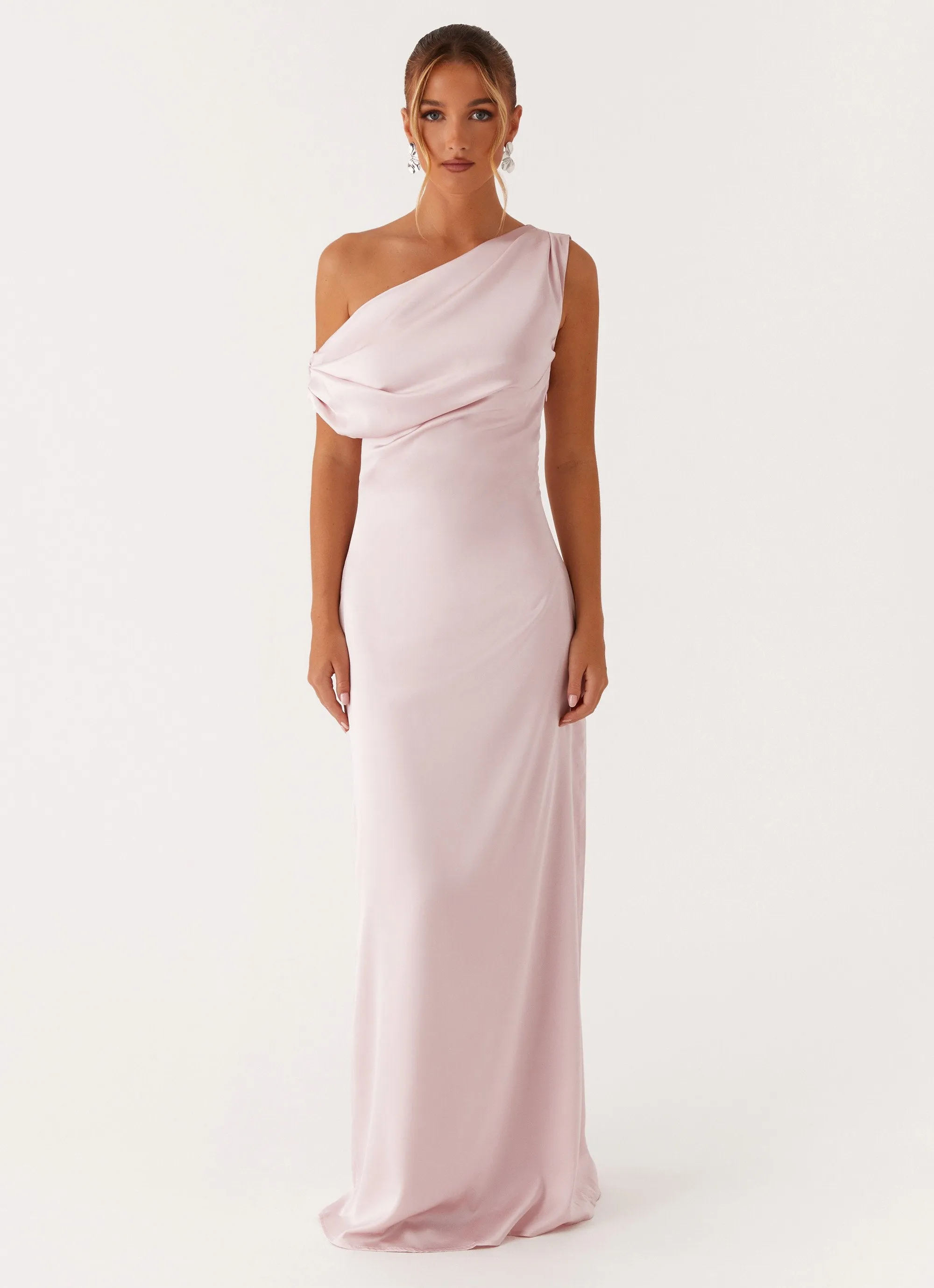 Heart Of Glass Satin Maxi Dress - Pink Sequin-Detail