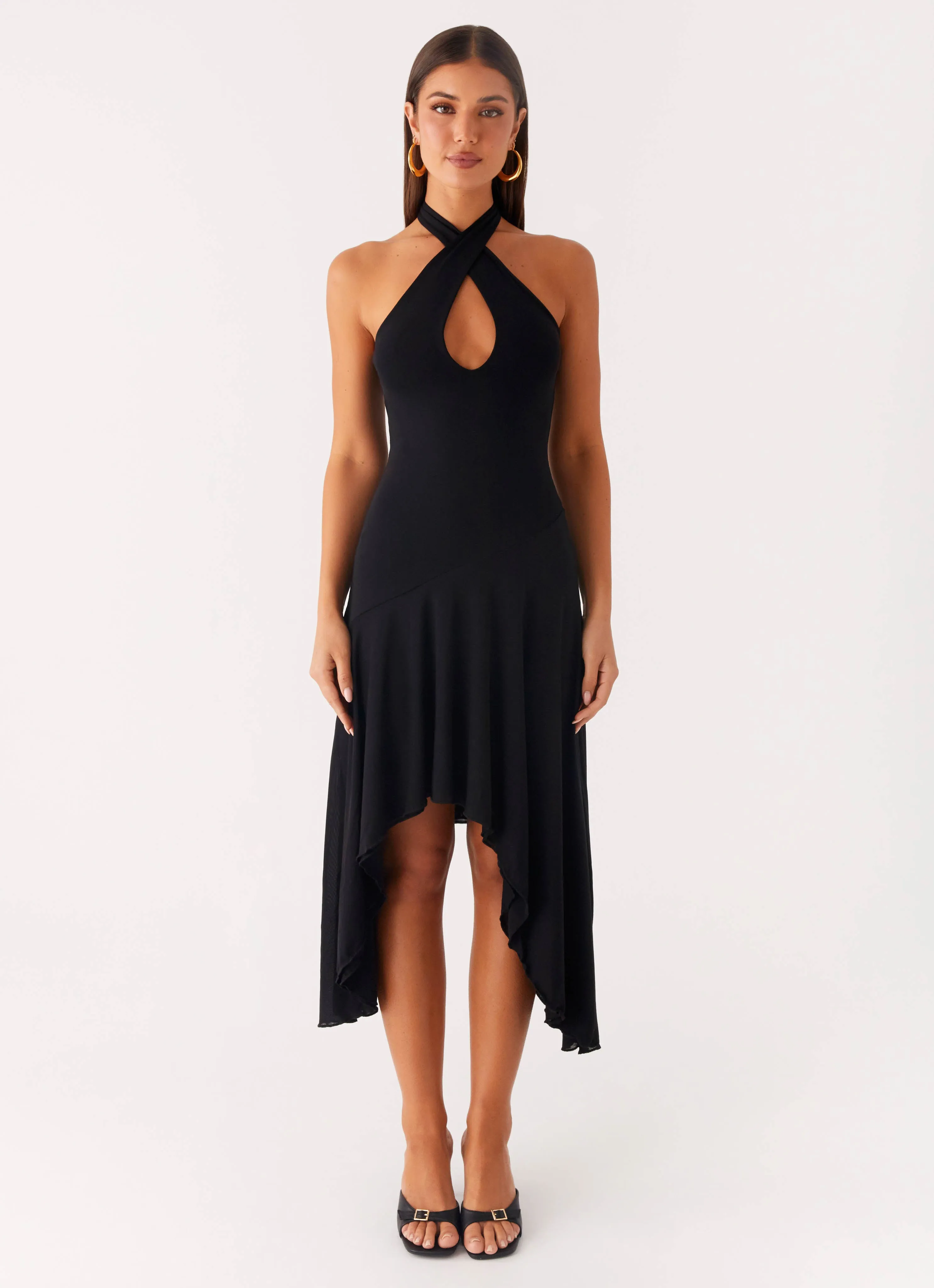 Versatile Style Wear Velvet Sky Midi Dress - Black