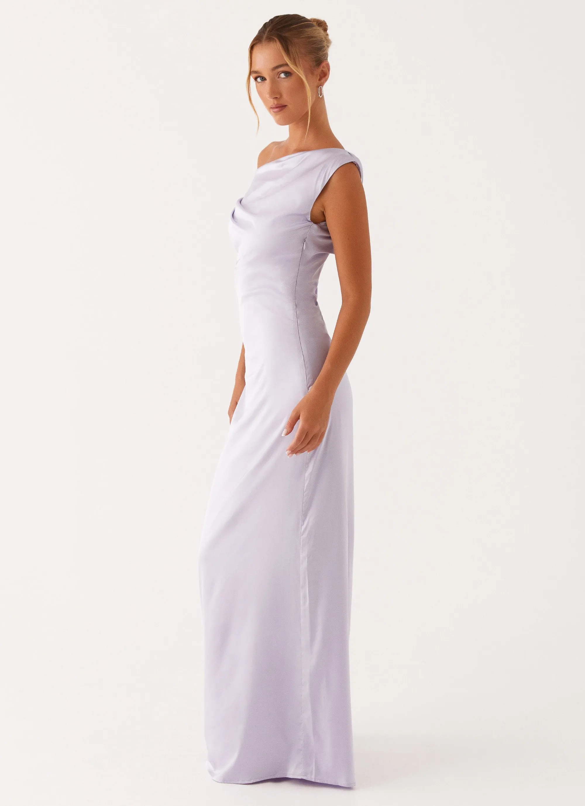 Heart Of Glass Satin Maxi Dress - Lilac Calm Silhouette