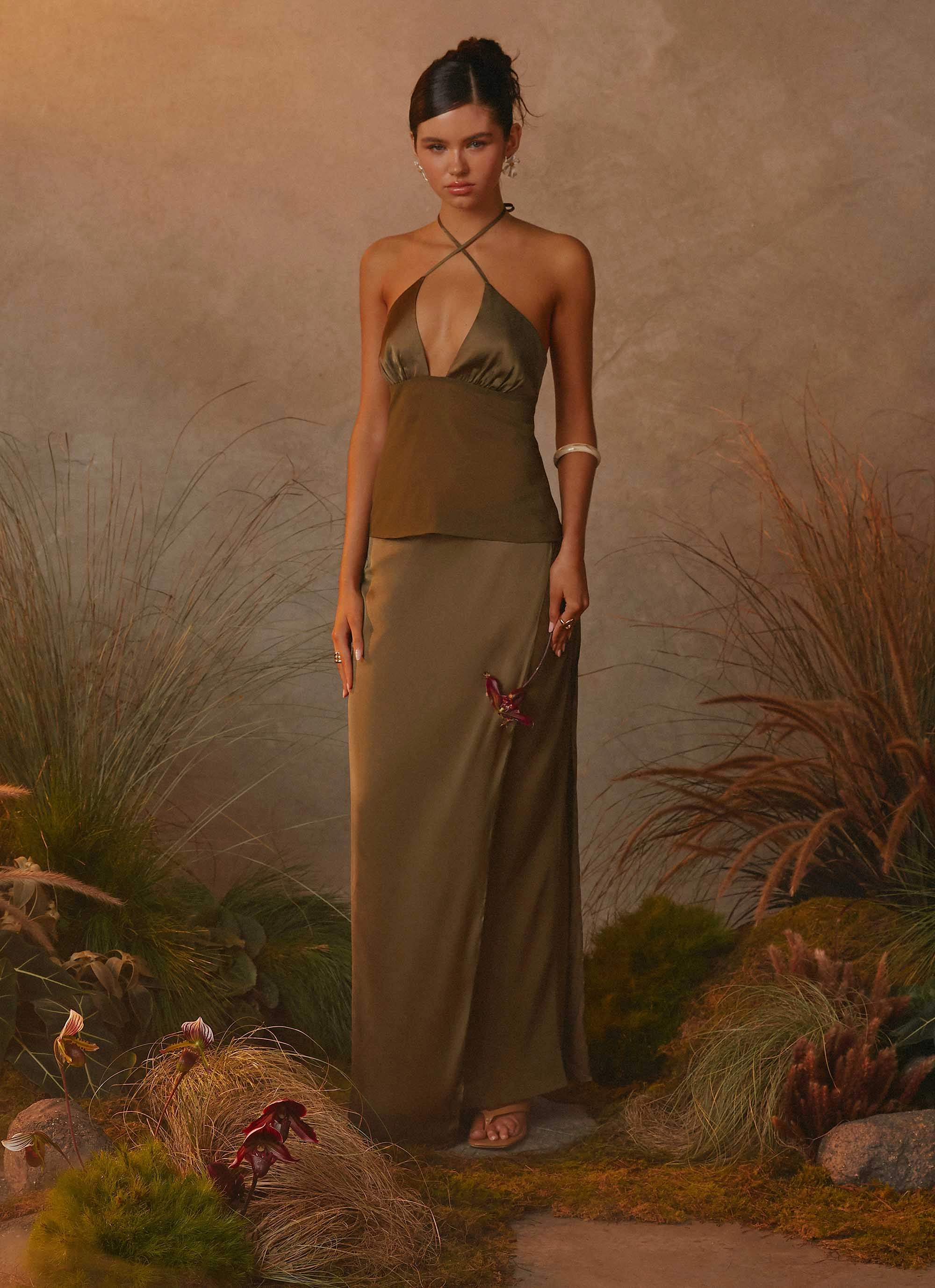 Mavie Maxi Skirt - Khaki Handmade Quality Fashion Combo