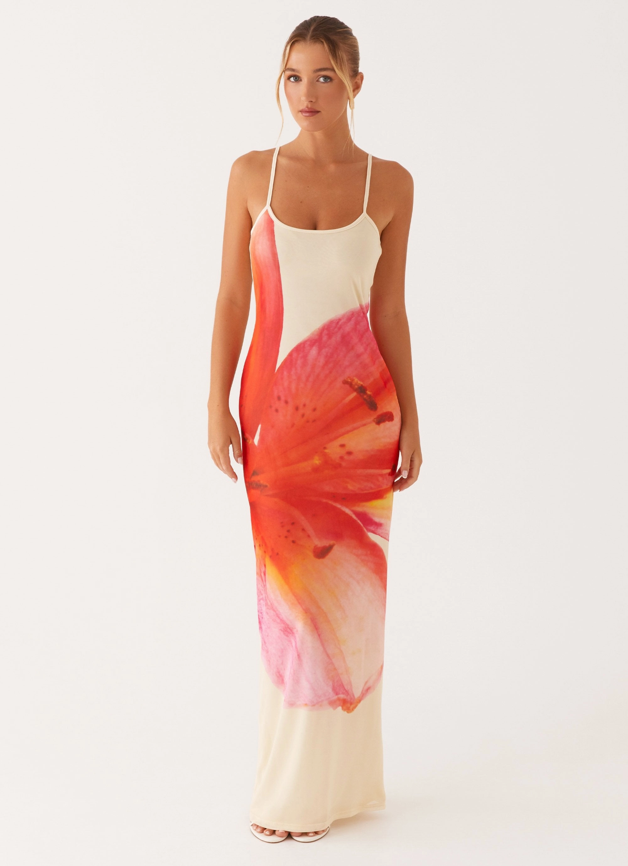 Clean Style Bad News Mesh Maxi Dress - Yellow Floral