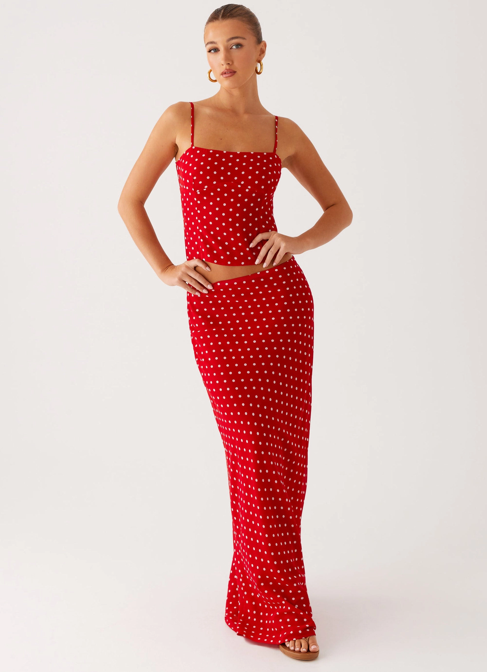 Tagless label Bendita Maxi Skirt - Red Polka Dot