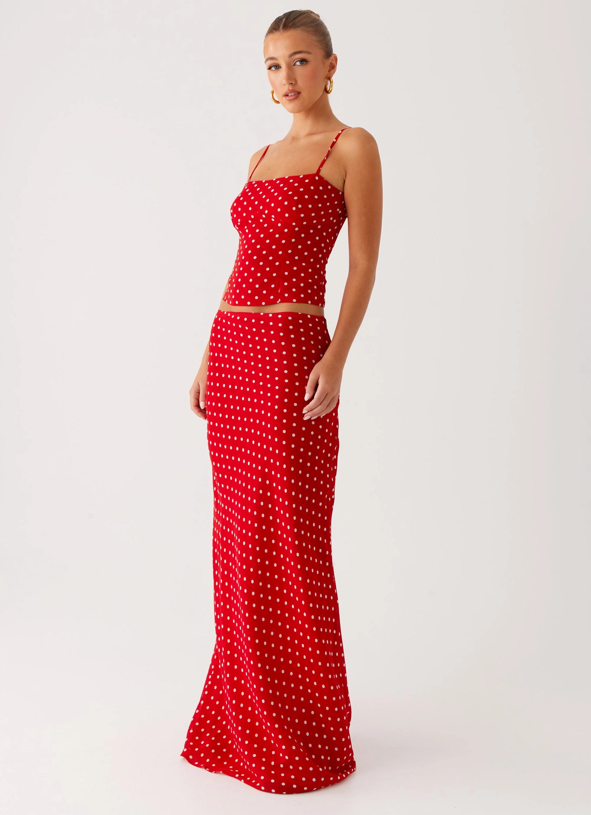 Work Comfort relaxed shape Bendita Maxi Skirt - Red Polka Dot