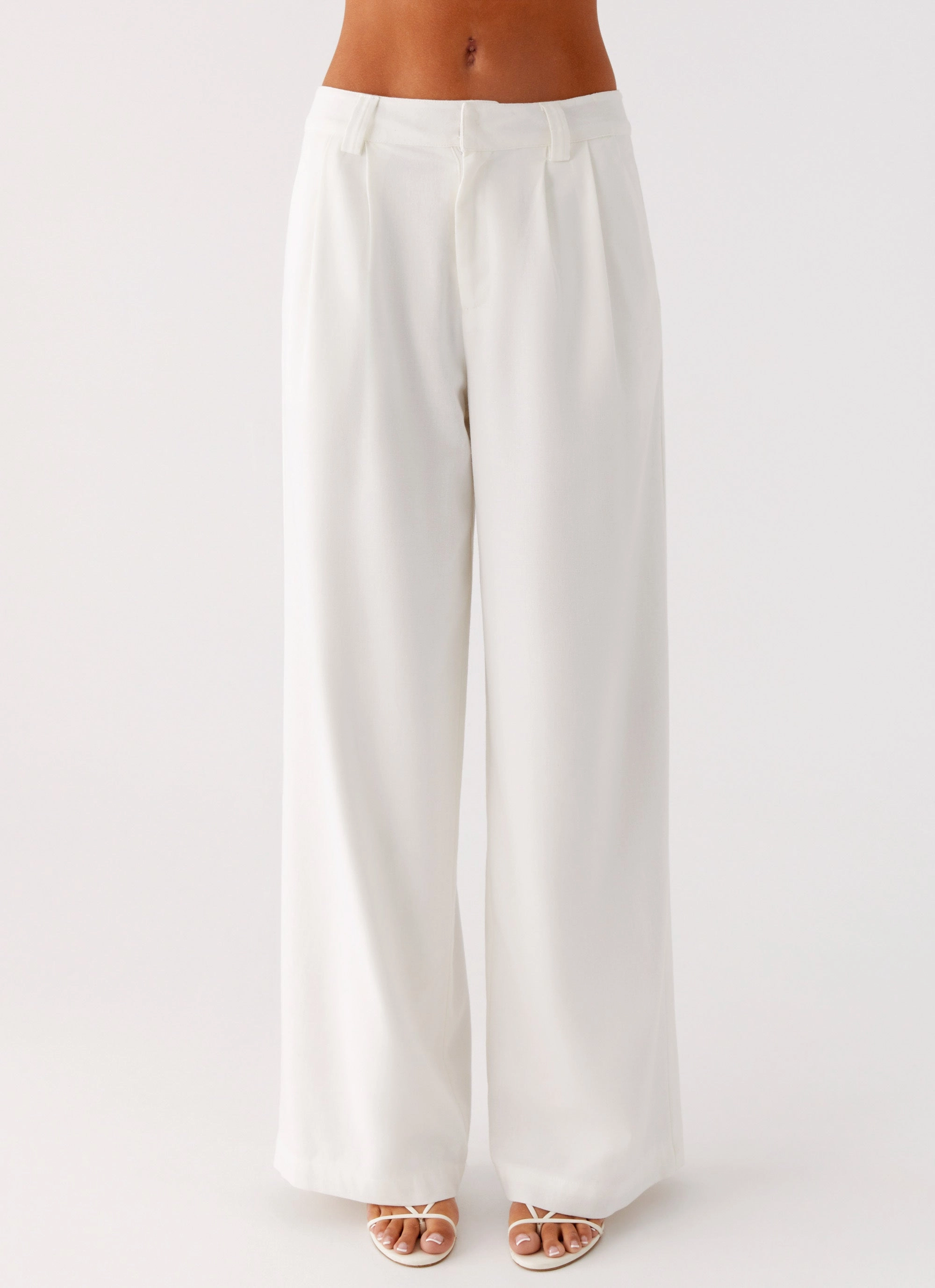Delong Low Rise Linen Pants - White Pocket Reinforcement