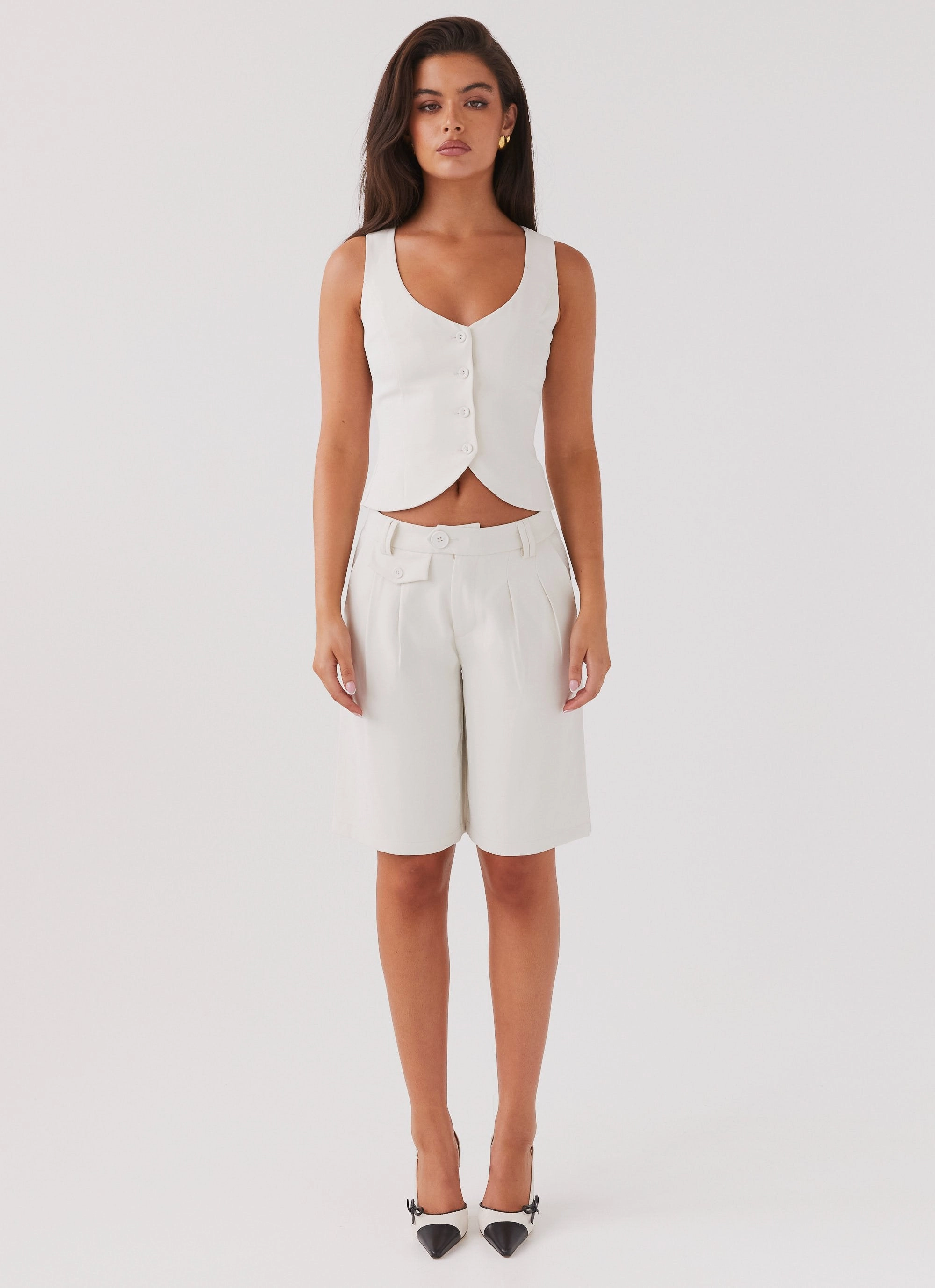 Tammy Suiting Vest - Ivory HighDensity Knit