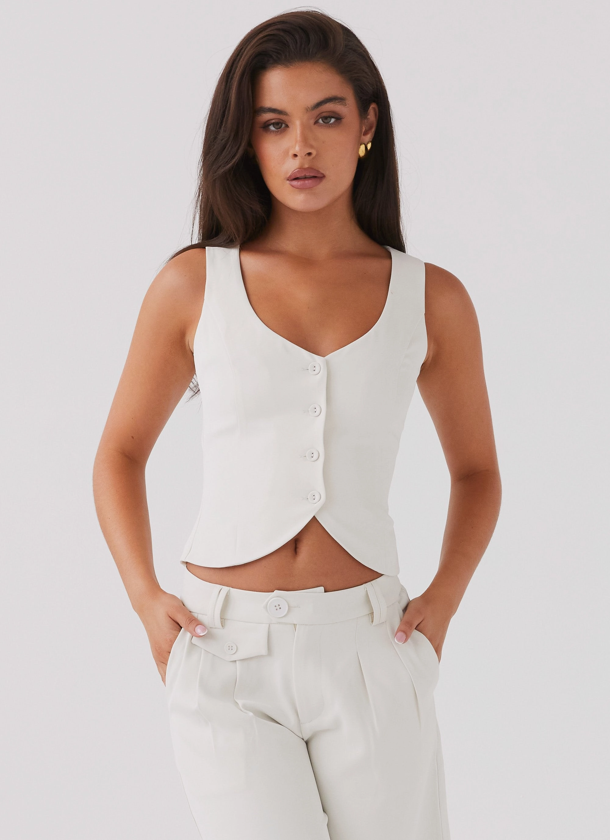 Tammy Suiting Vest - Ivory MultipanelLayout