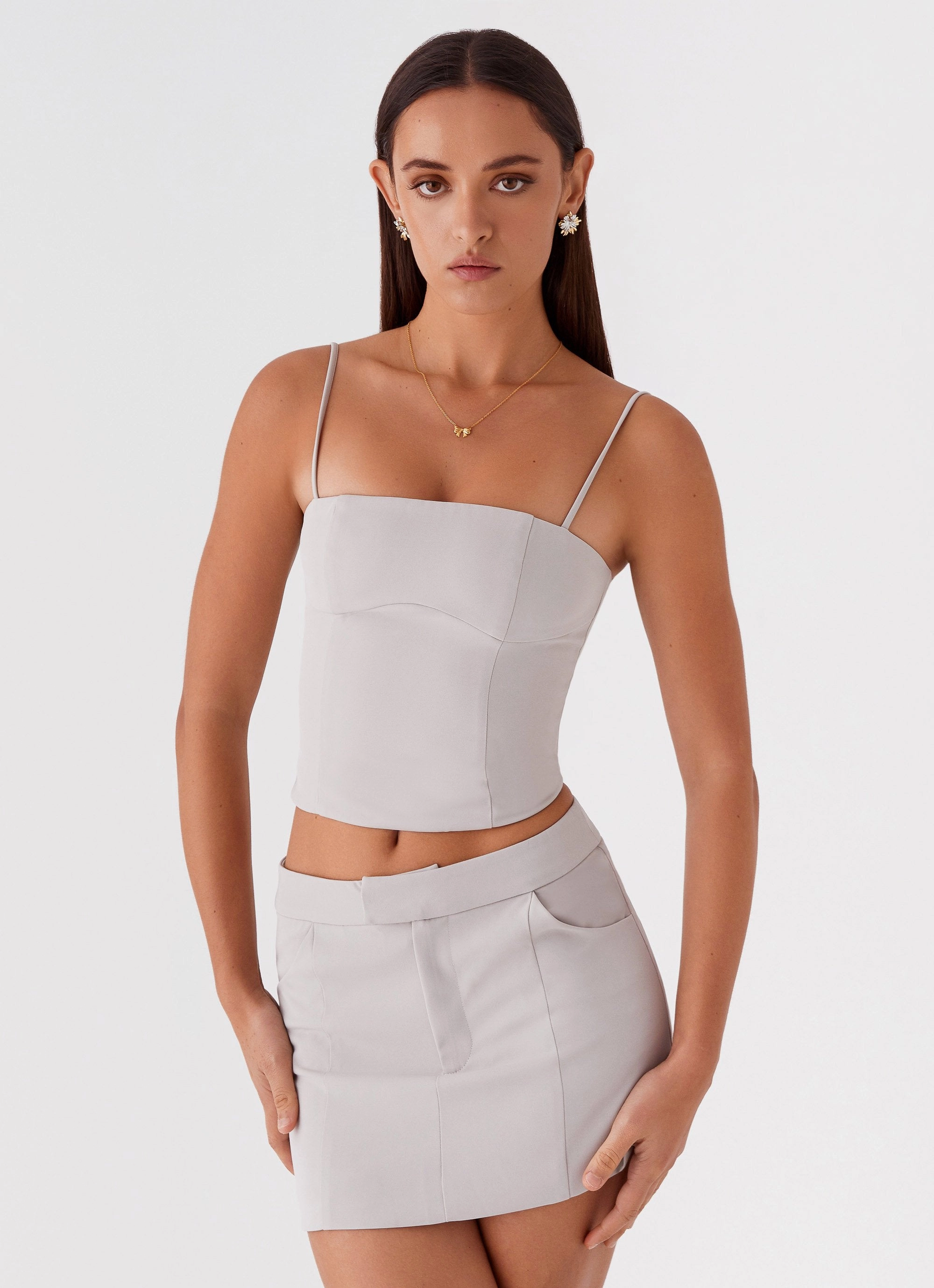 Eliana Suit Mini Skirt - Grey Non Restrictive Fit