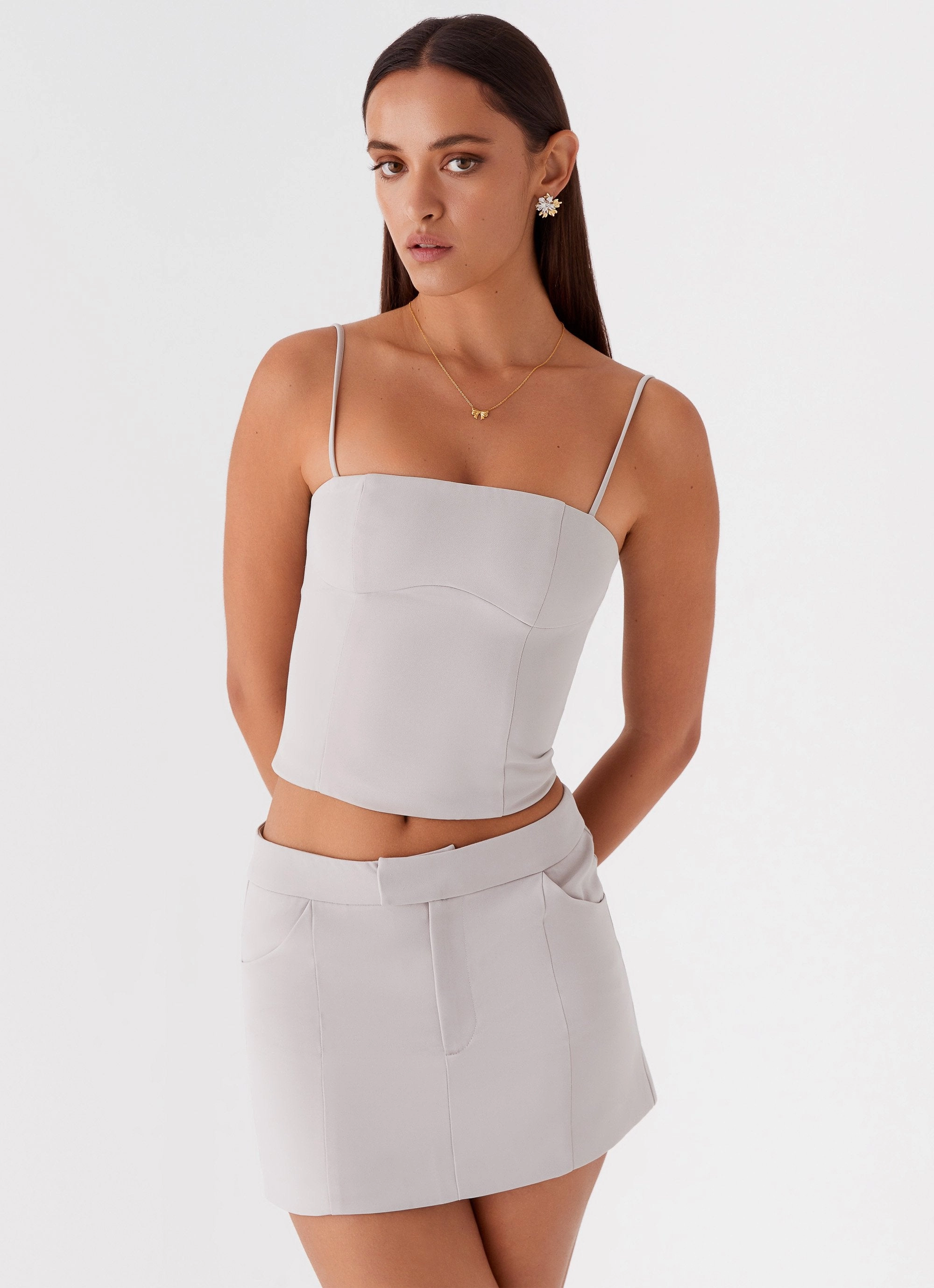Eliana Suit Mini Skirt - Grey Fresh Look Versatile Fit