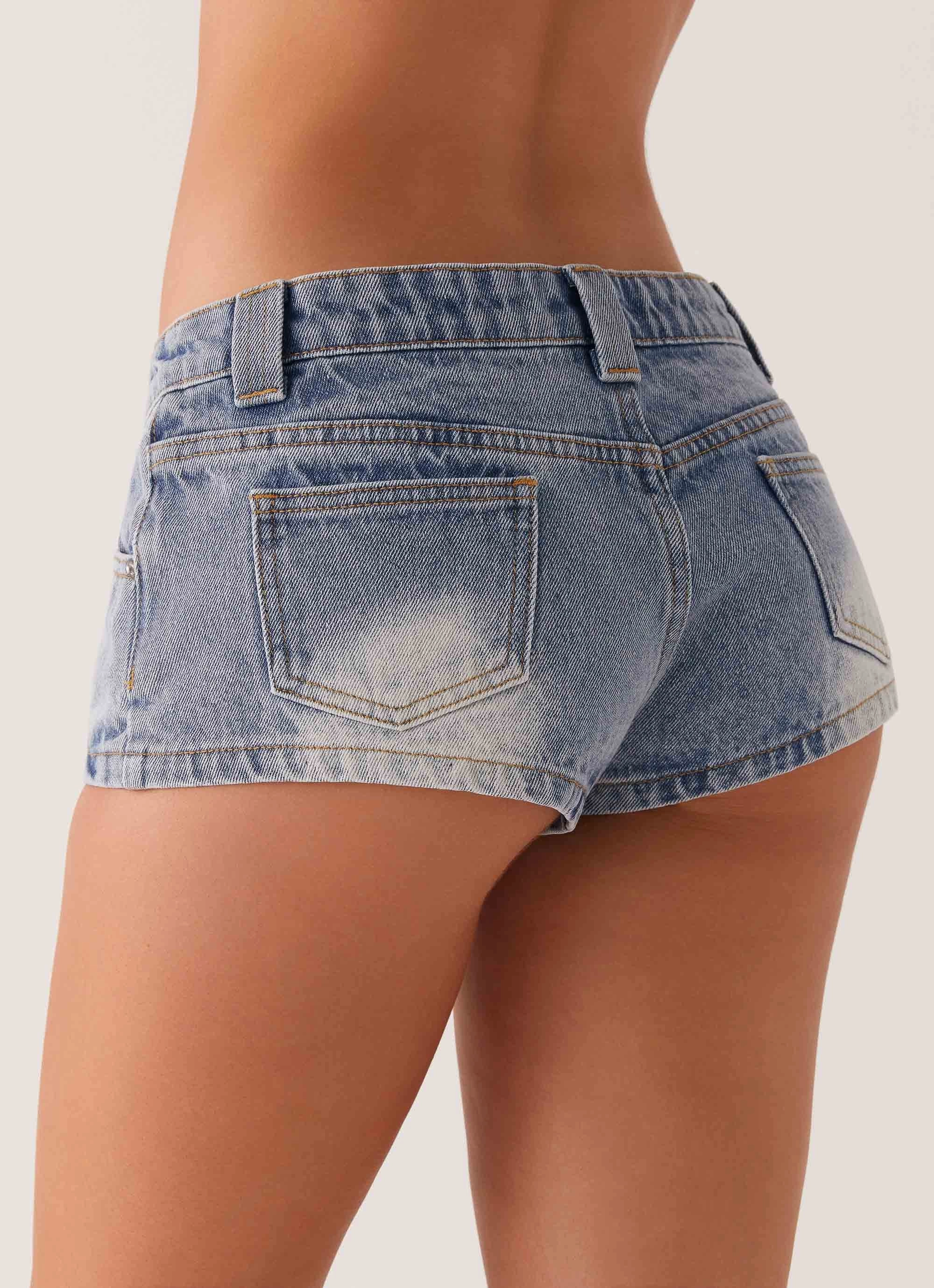 Headland Low Rise Denim Shorts - Light Wash Blue Flattering Style