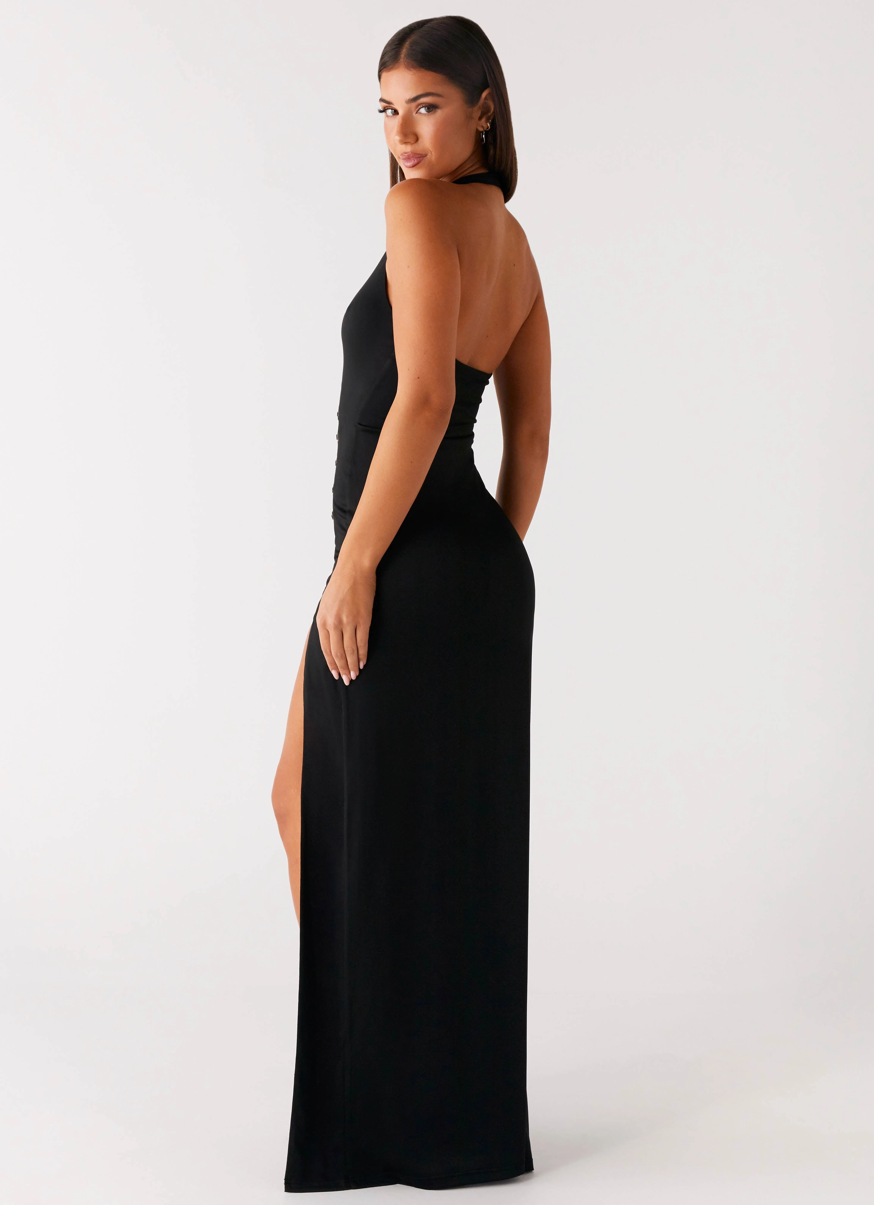 Midnight Dreams Maxi Dress - Black Clean Edge Trim Simple Comfort