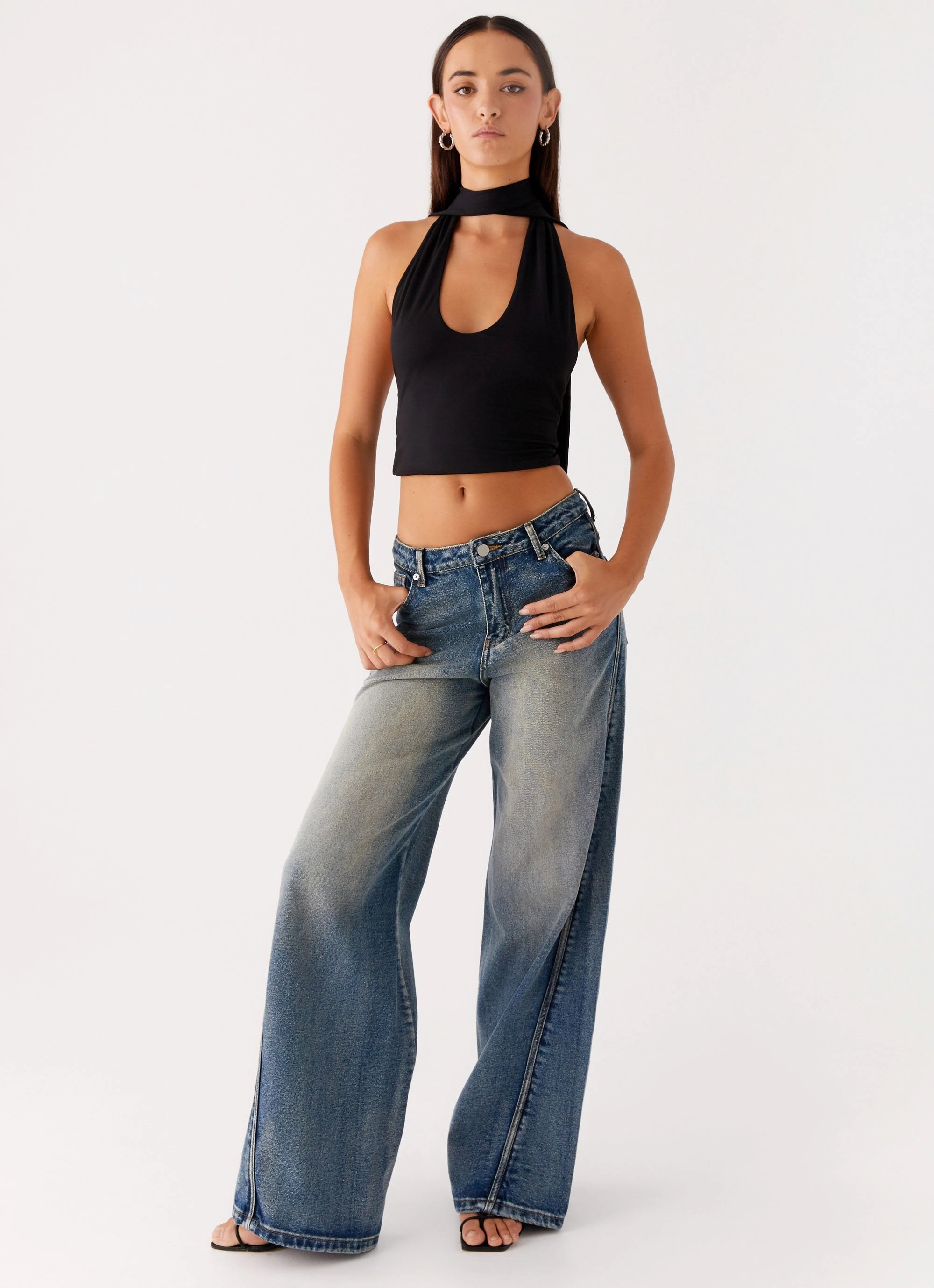 NonChafing Fabric Chrysta Halterneck Top - Black