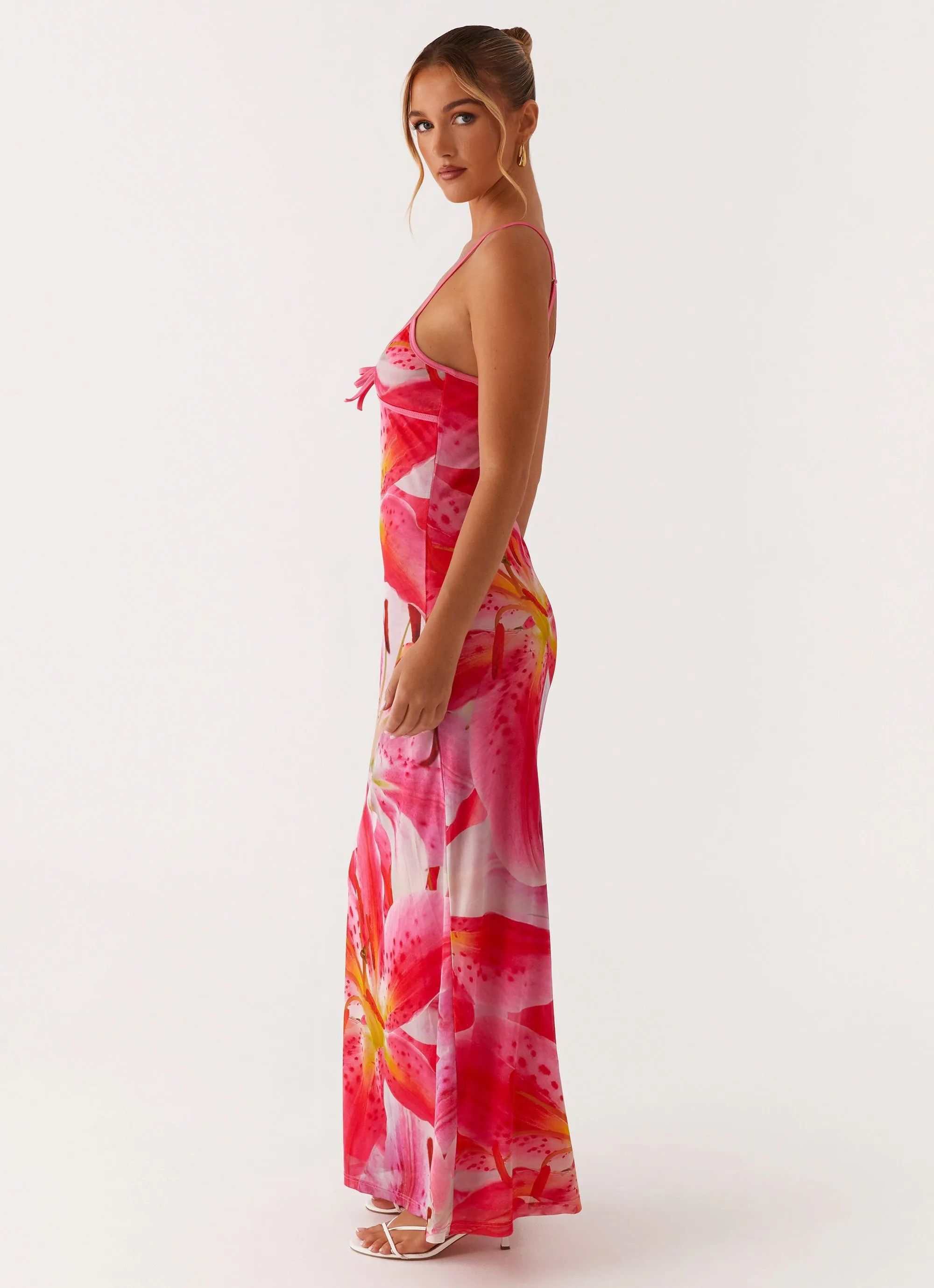 Polished Fit Pose Sweet Claudie Maxi Dress - White Pink Lilly