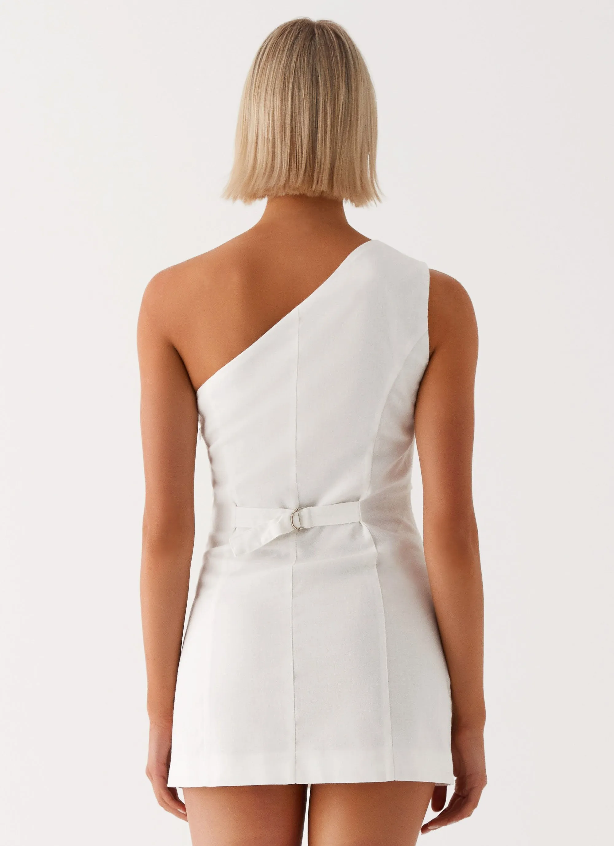 Jordy Linen Mini Dress - White skin friendly Light and Comfortable