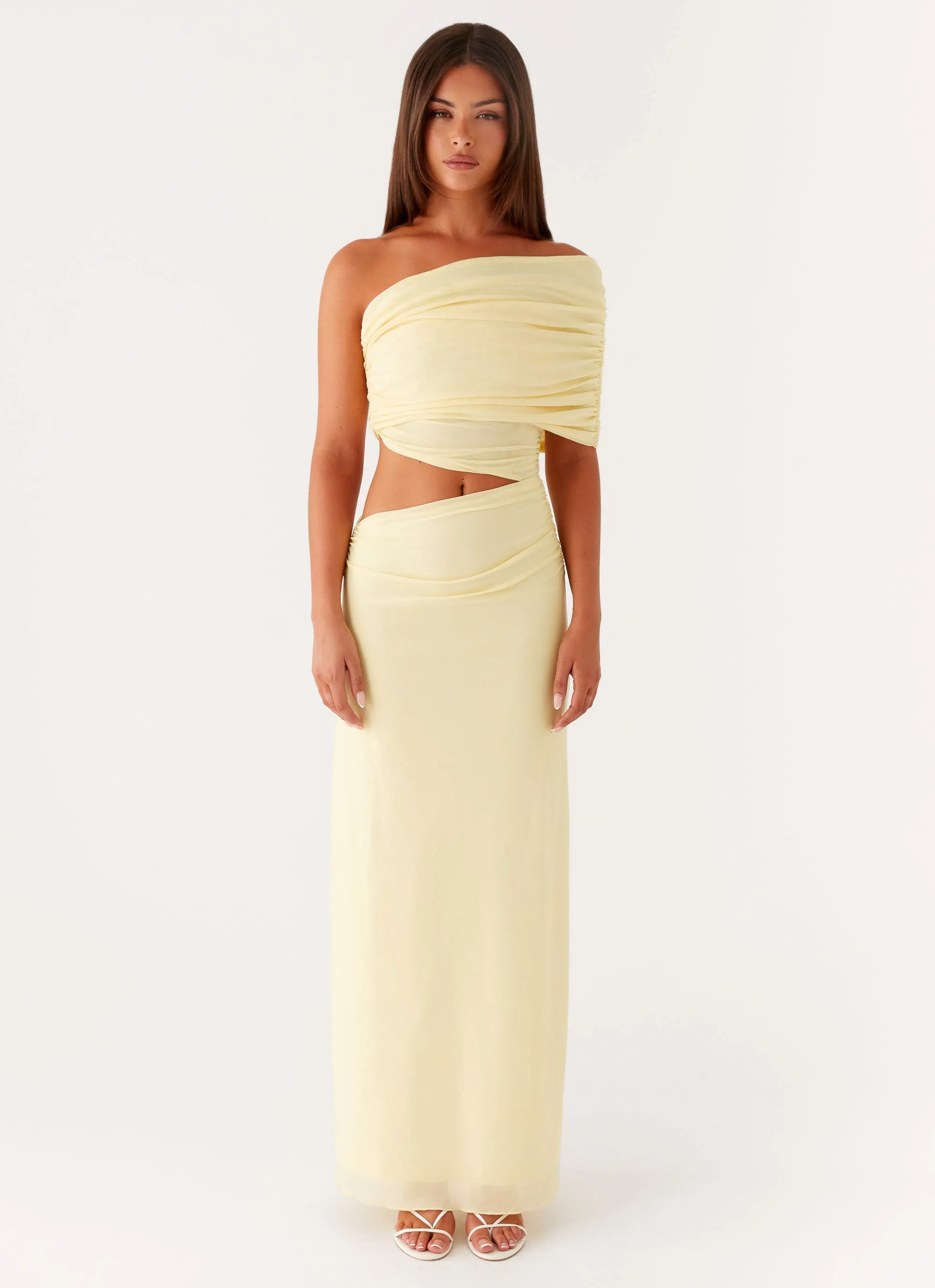 Gillian Maxi Dress - Yellow Feminine Energy Texture Flow