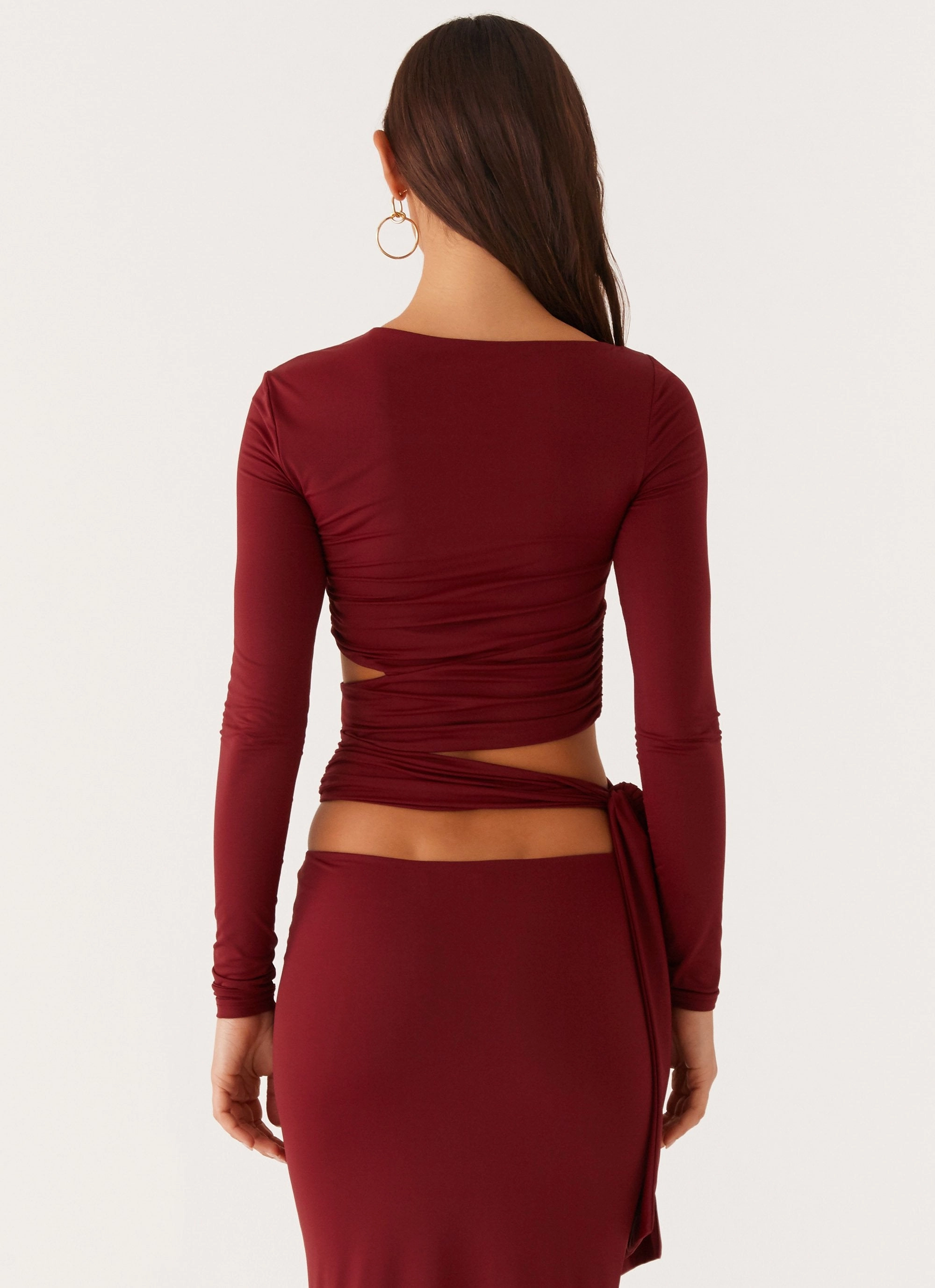 Capucine Wrap Top - Mulberry High Collar Design Stretch Comfort Design