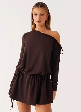 Zinnia Mini Dress - Chocolate Natural Fit