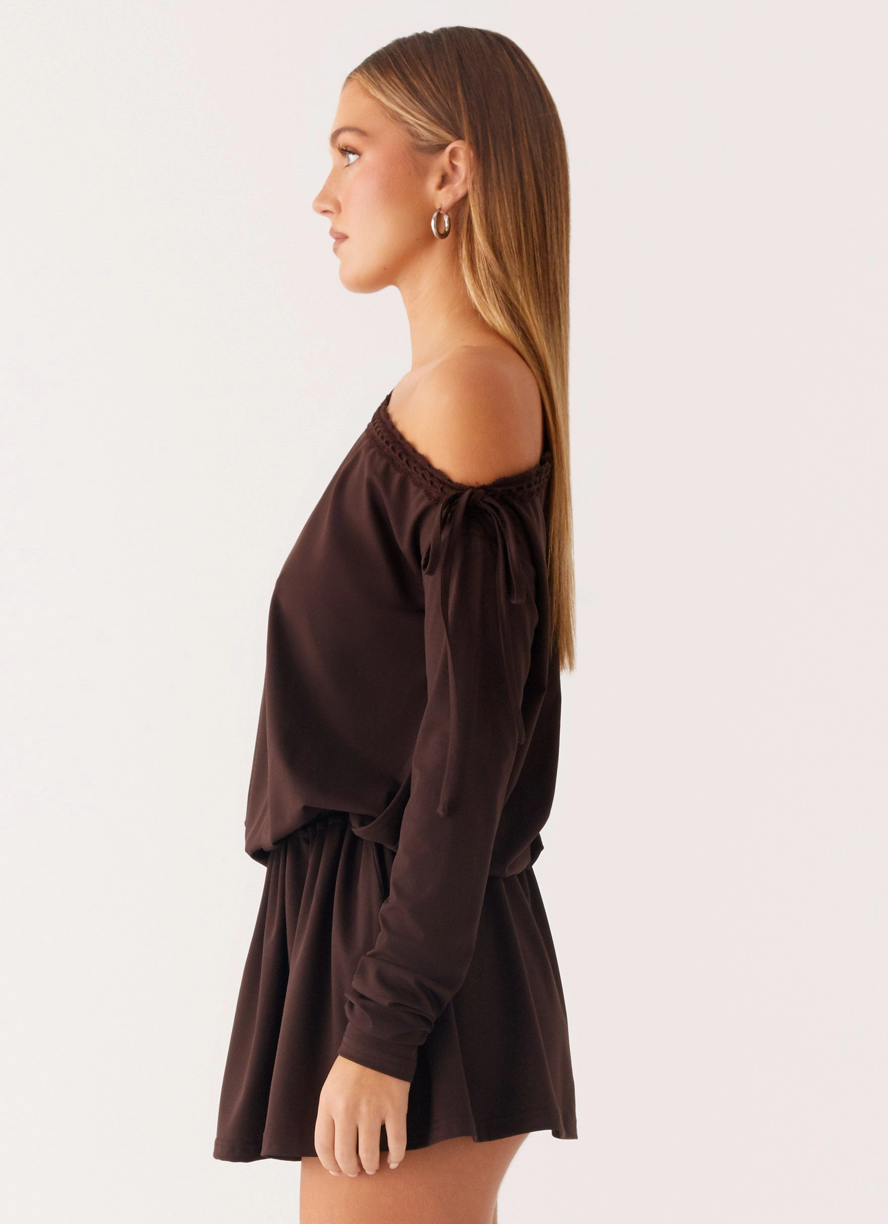 Zinnia Mini Dress - Chocolate Clean Texture