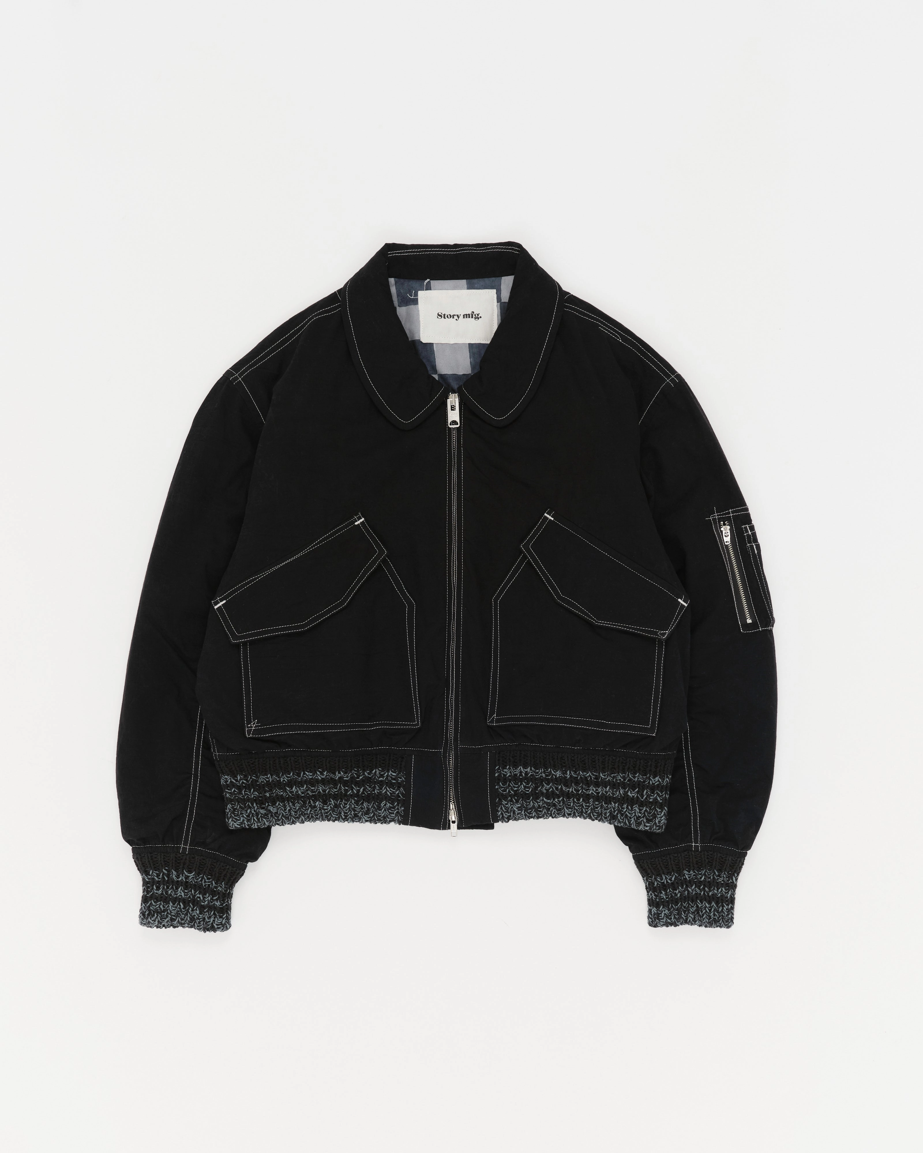 Cool Season Sequin-Detail Grain Jacket - Black Wonky-Wear