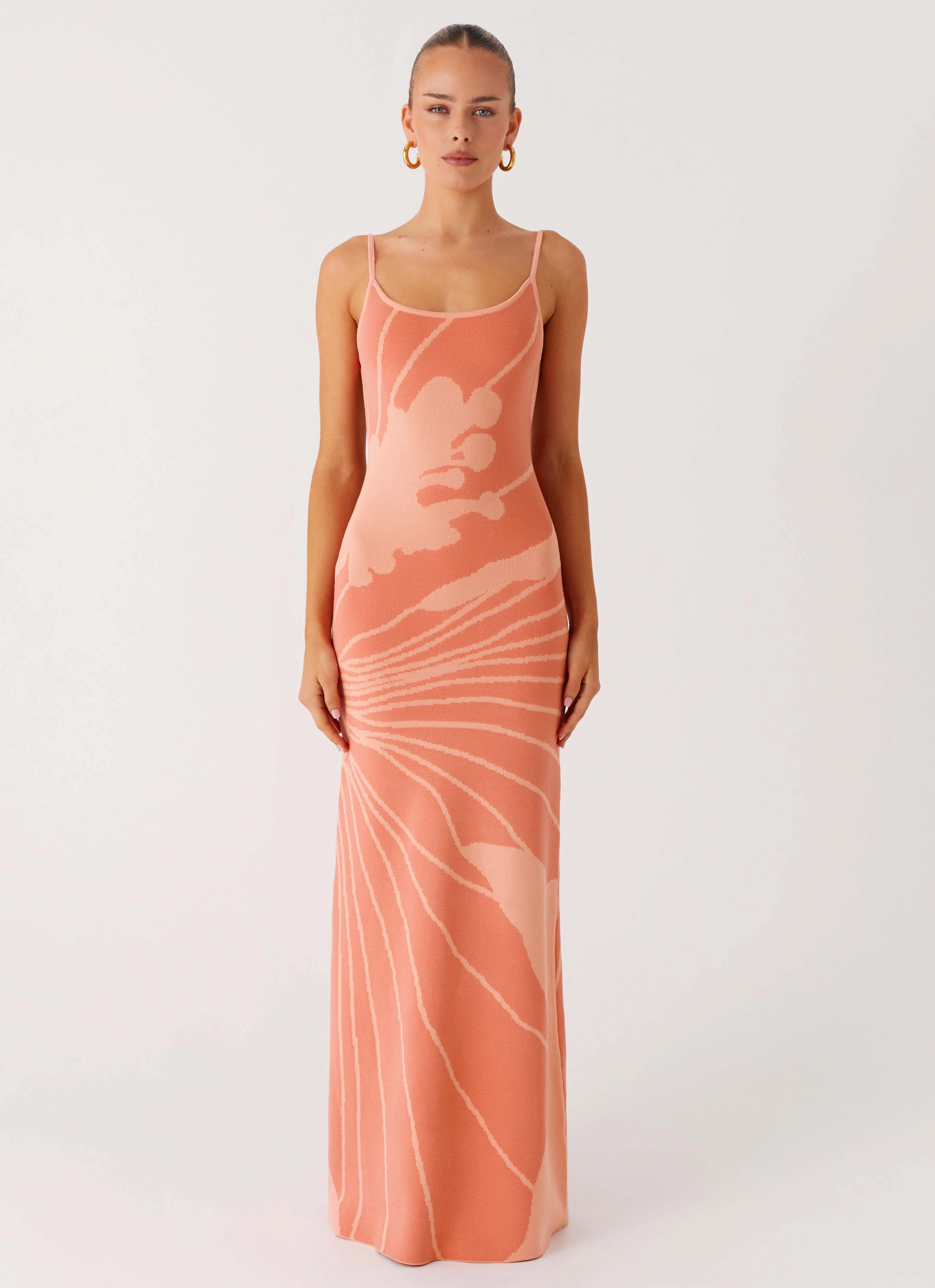 Care-Instructions-Included Bliss View Knit Maxi Dress - Peach