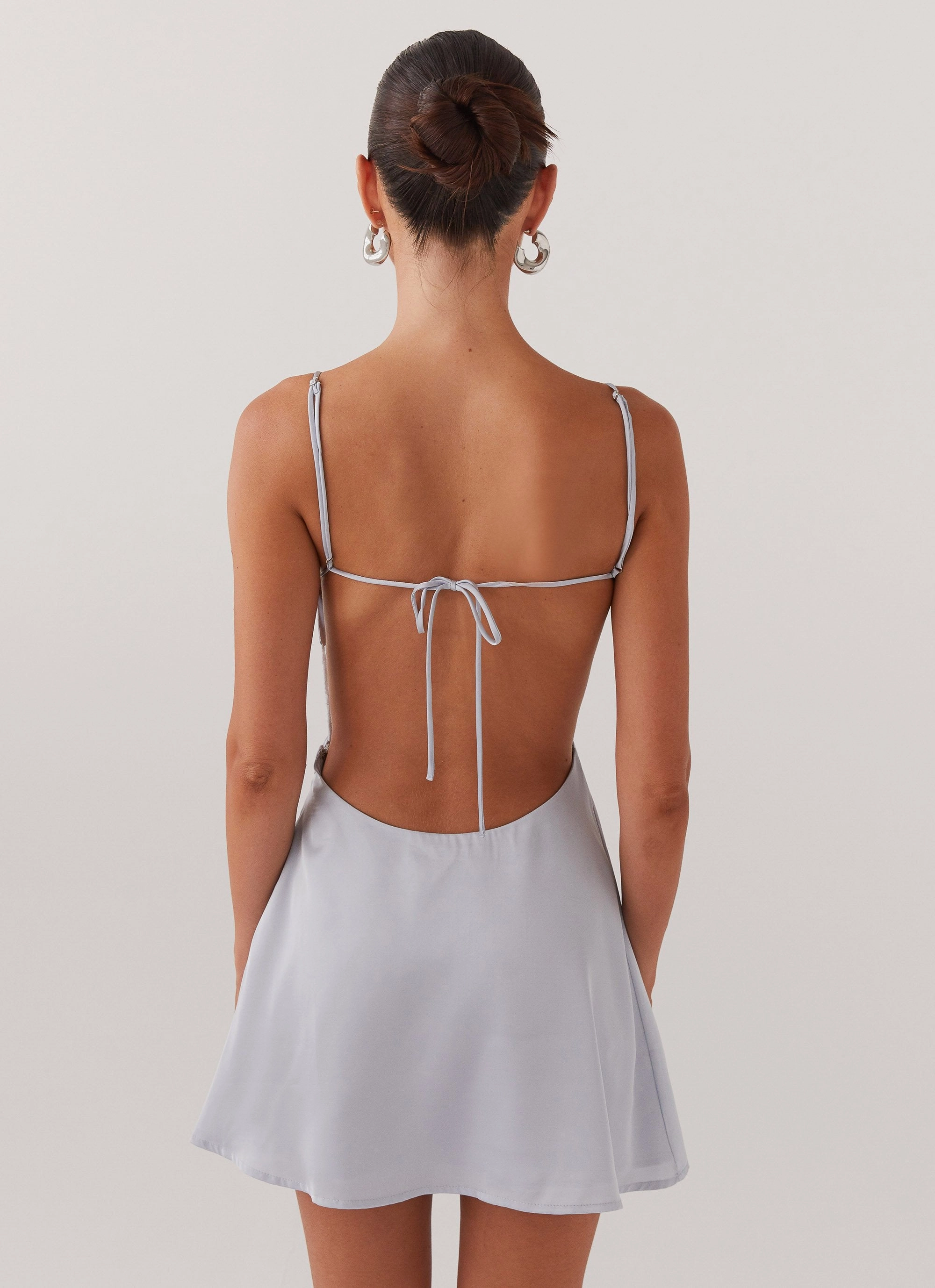 Ayla Satin Mini Dress - Arctic Blue Matte-Lining