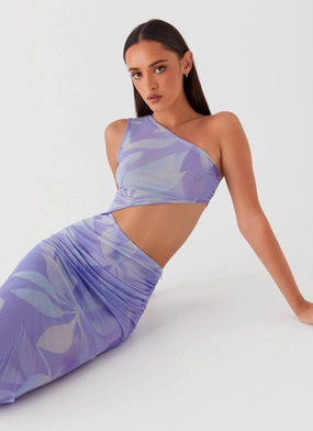 Shadows In The Sun Mesh Maxi Dress - Purple Rain Figure-Skimming