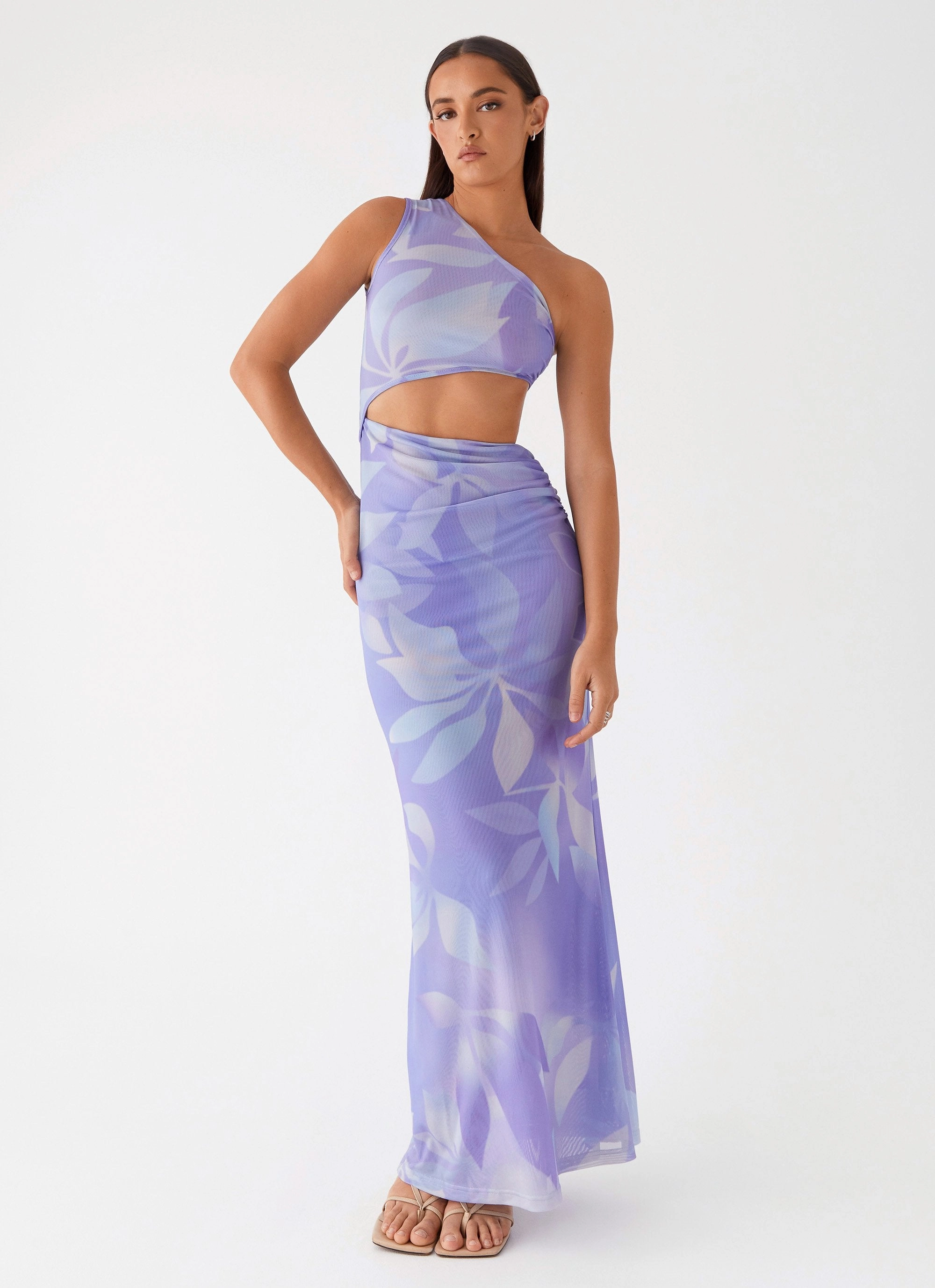 Subtle Flow Shadows In The Sun Mesh Maxi Dress - Purple Rain