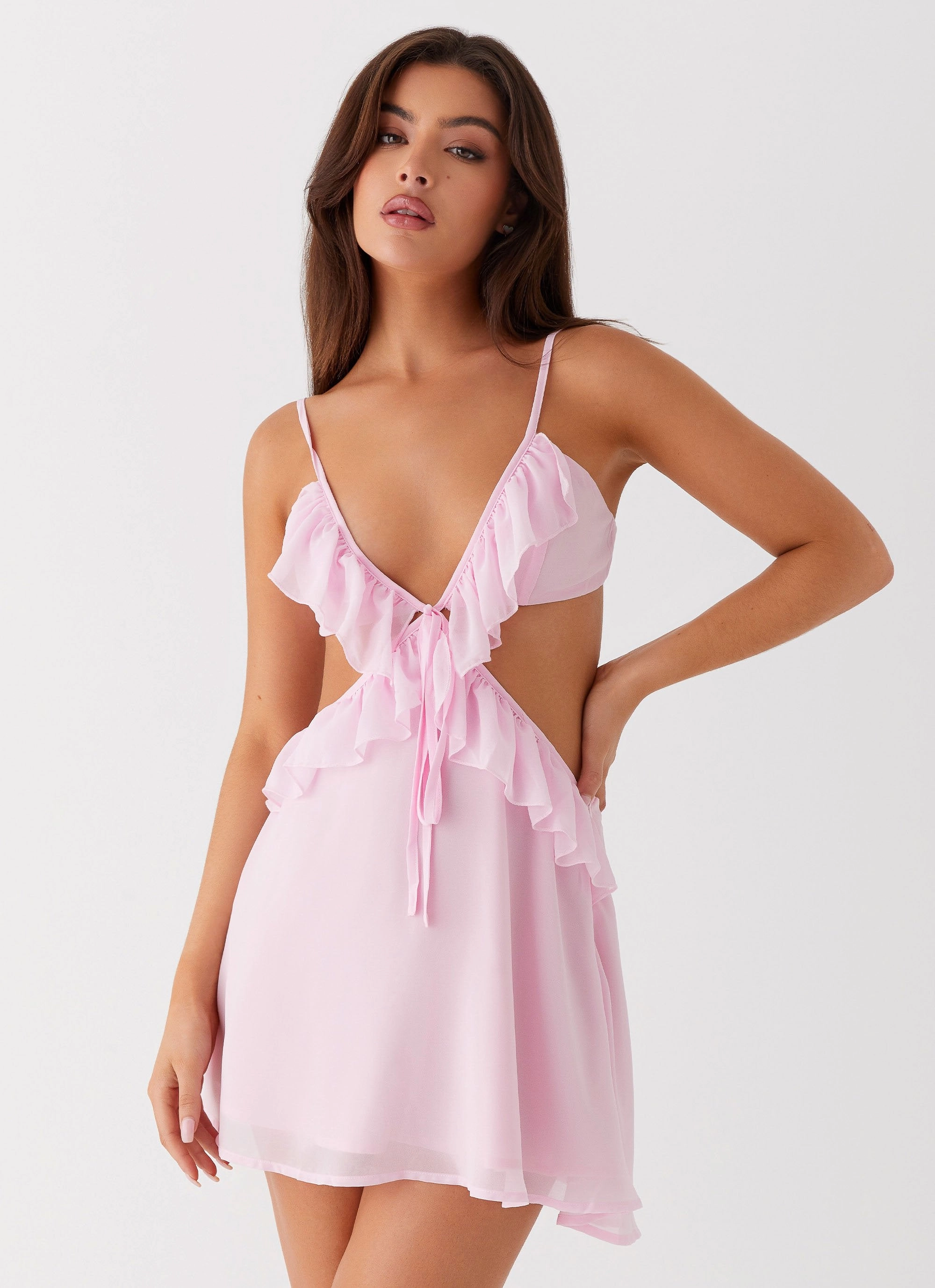 Light Attitude sophisticated appearance Polly Ruffle Mini Dress - Pink
