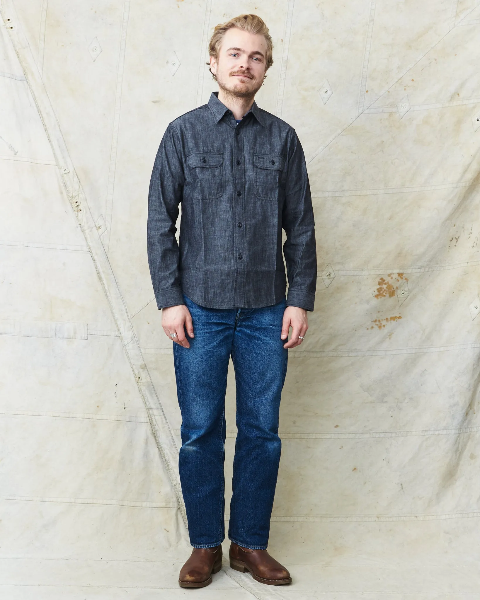 Sugar Cane & Co. Black Chambray Work Shirt SC29159