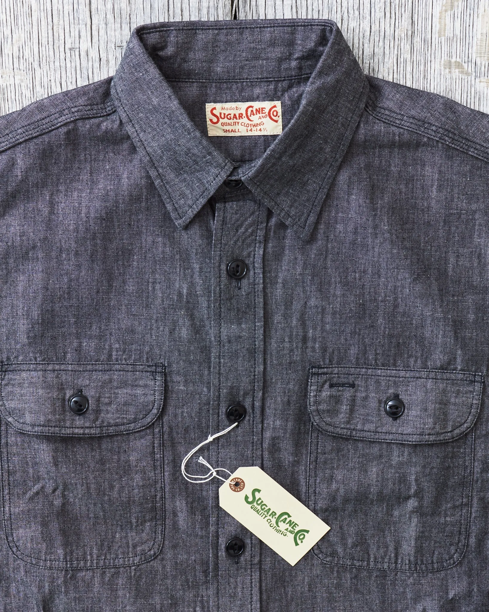 Sugar Cane & Co. Black Chambray Work Shirt SC29159