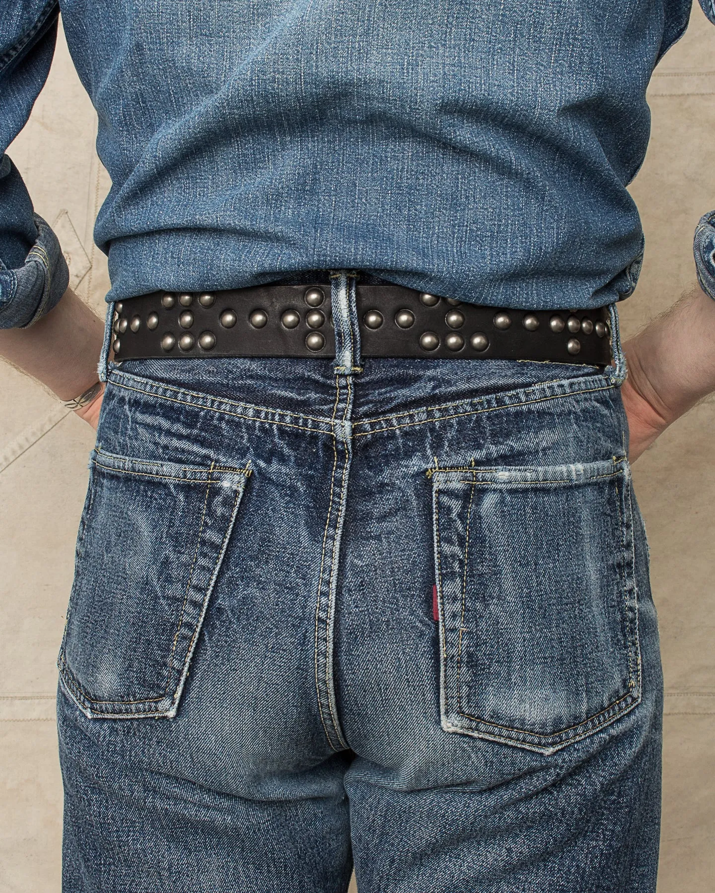 Sugar Cane & Co. Black Studded Leather Belt SC02322