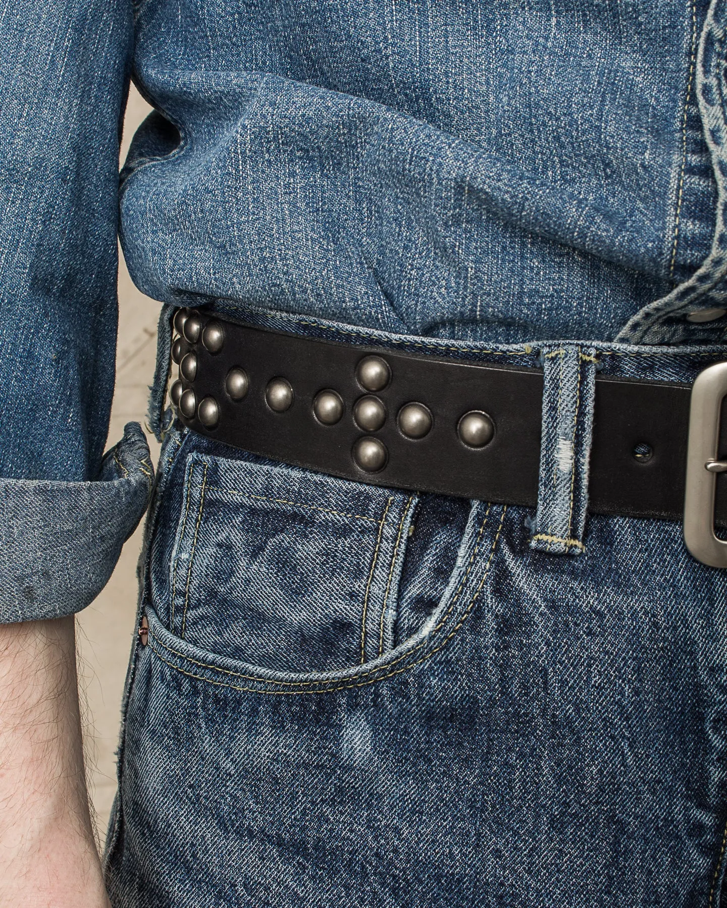Sugar Cane & Co. Black Studded Leather Belt SC02322