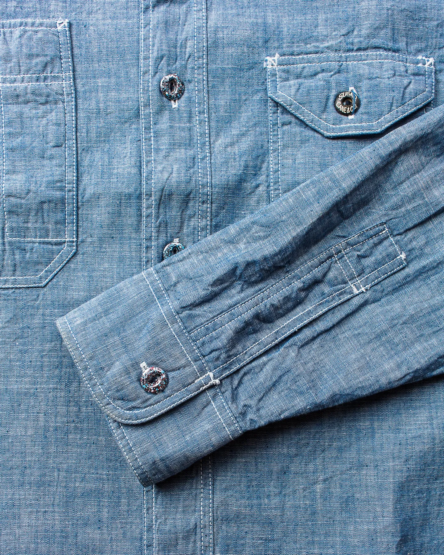 Sugar Cane & Co. Fiction Romance 4,3oz Slub Chambray Work Shirt