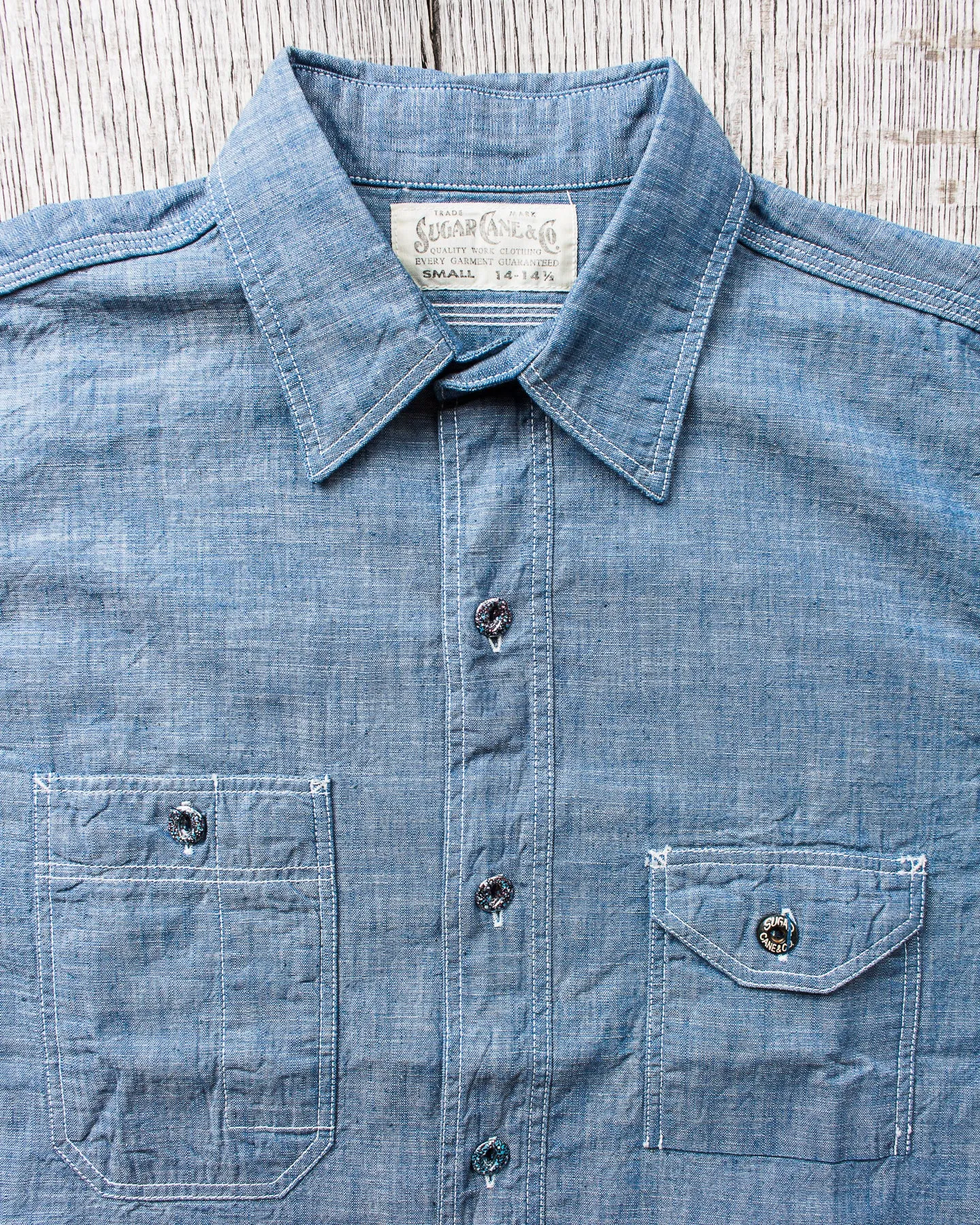 Sugar Cane & Co. Fiction Romance 4,3oz Slub Chambray Work Shirt