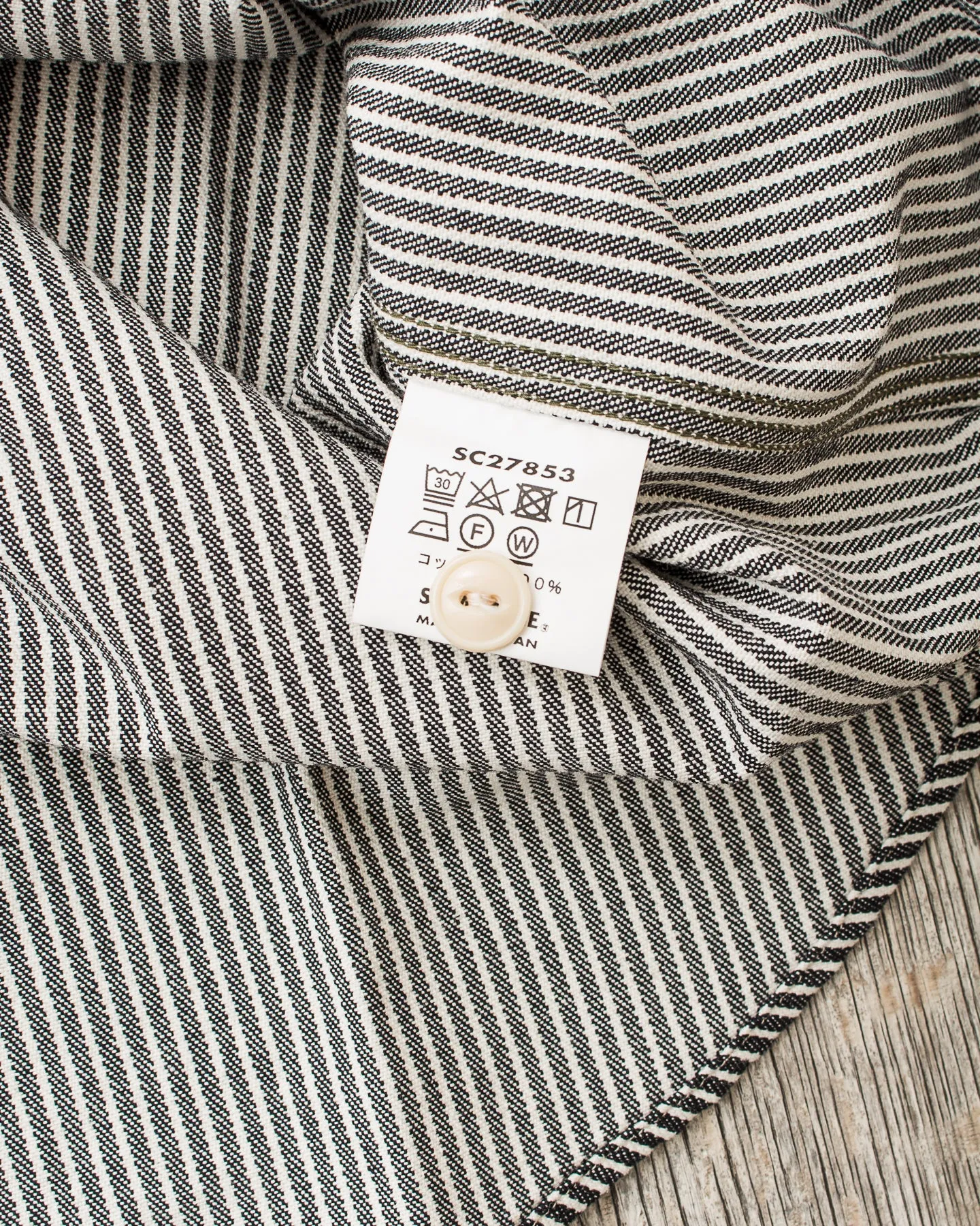 Sugar Cane & Co. Hickory Stripe Work Shirt Black SC27853